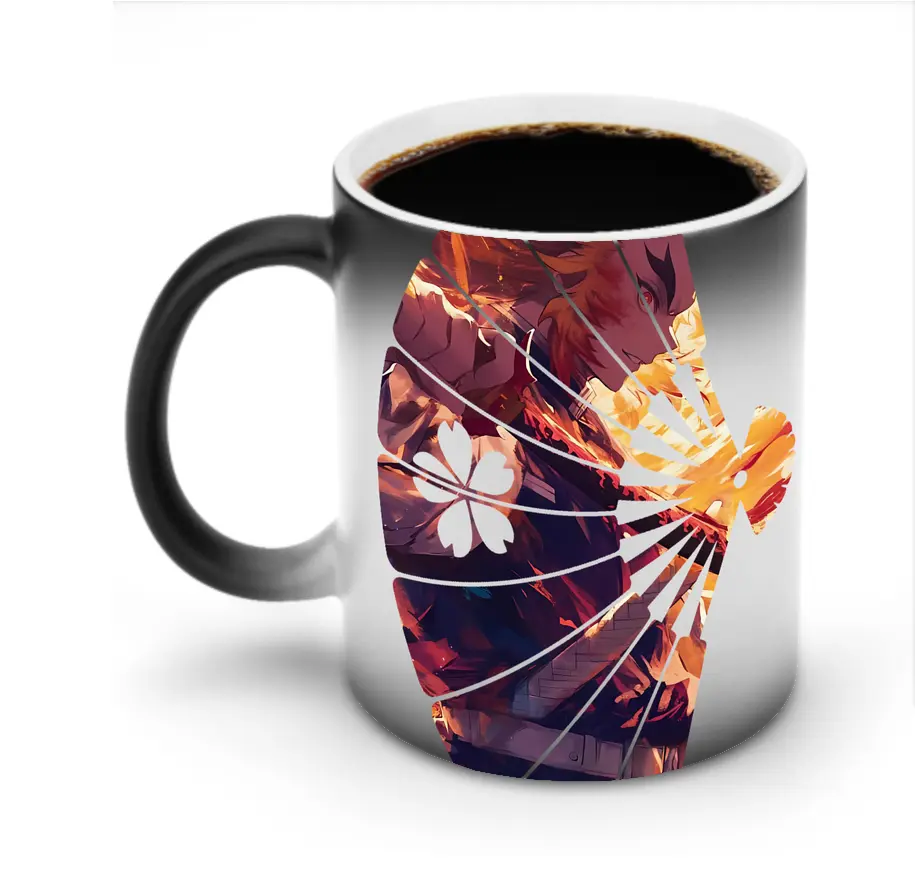 鬼滅の刃 グッズ,煉獄 杏寿郎 - 変色マグカップ ・ セラミック ・ 熱転写プリント ・ 耐久性 高品質 ・ ギフト・自宅用 コーヒー お茶