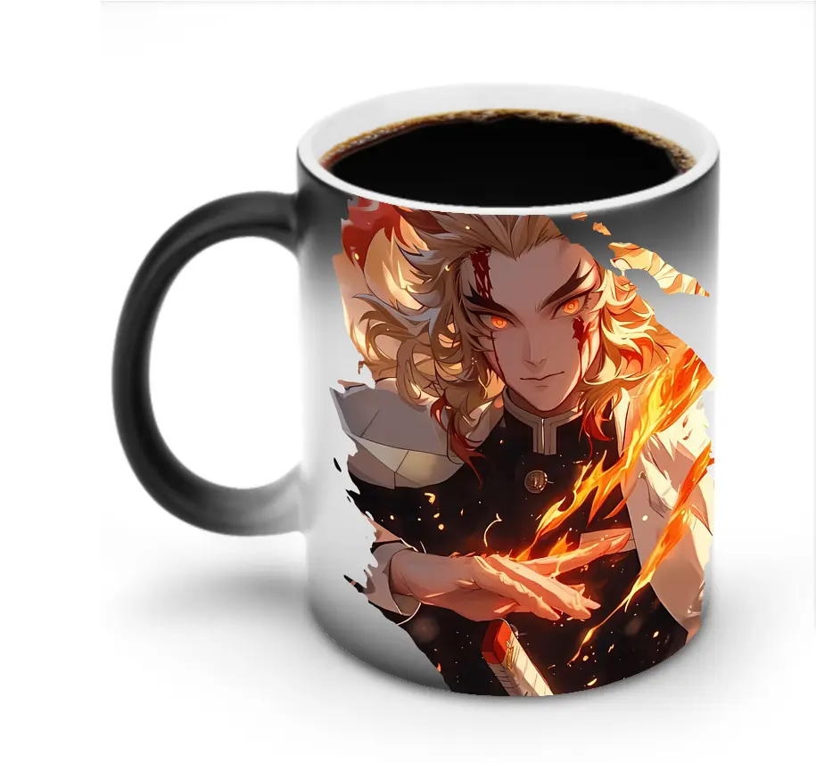 鬼滅の刃 グッズ,煉獄 杏寿郎 - 変色マグカップ ・ セラミック ・ 熱転写プリント ・ 耐久性 高品質 ・ ギフト・自宅用 コーヒー お茶
