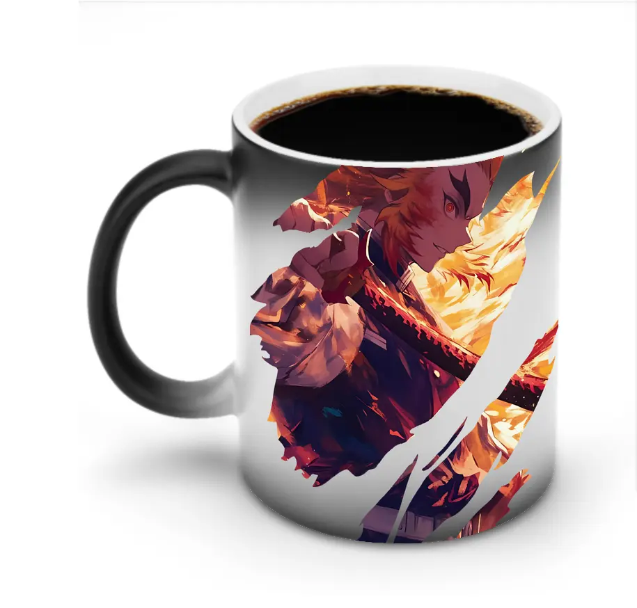 鬼滅の刃 グッズ,煉獄 杏寿郎 - 変色マグカップ ・ セラミック ・ 熱転写プリント ・ 耐久性 高品質 ・ ギフト・自宅用 コーヒー お茶