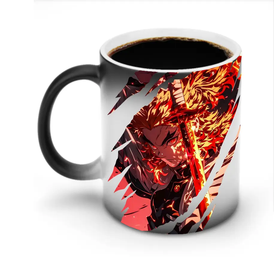 鬼滅の刃 グッズ,煉獄 杏寿郎 - 変色マグカップ ・ セラミック ・ 熱転写プリント ・ 耐久性 高品質 ・ ギフト・自宅用 コーヒー お茶