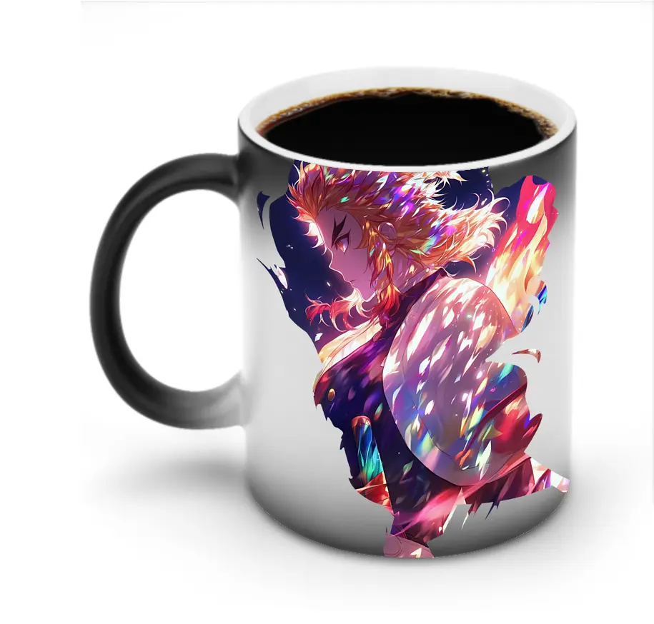鬼滅の刃 グッズ,煉獄 杏寿郎 - 変色マグカップ ・ セラミック ・ 熱転写プリント ・ 耐久性 高品質 ・ ギフト・自宅用 コーヒー お茶