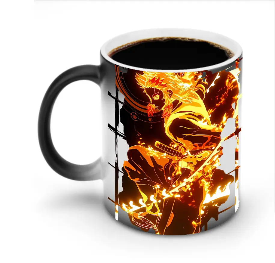 鬼滅の刃 グッズ,煉獄 杏寿郎 - 変色マグカップ ・ セラミック ・ 熱転写プリント ・ 耐久性 高品質 ・ ギフト・自宅用 コーヒー お茶