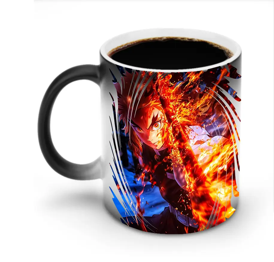 鬼滅の刃 グッズ,煉獄 杏寿郎 - 変色マグカップ ・ セラミック ・ 熱転写プリント ・ 耐久性 高品質 ・ ギフト・自宅用 コーヒー お茶