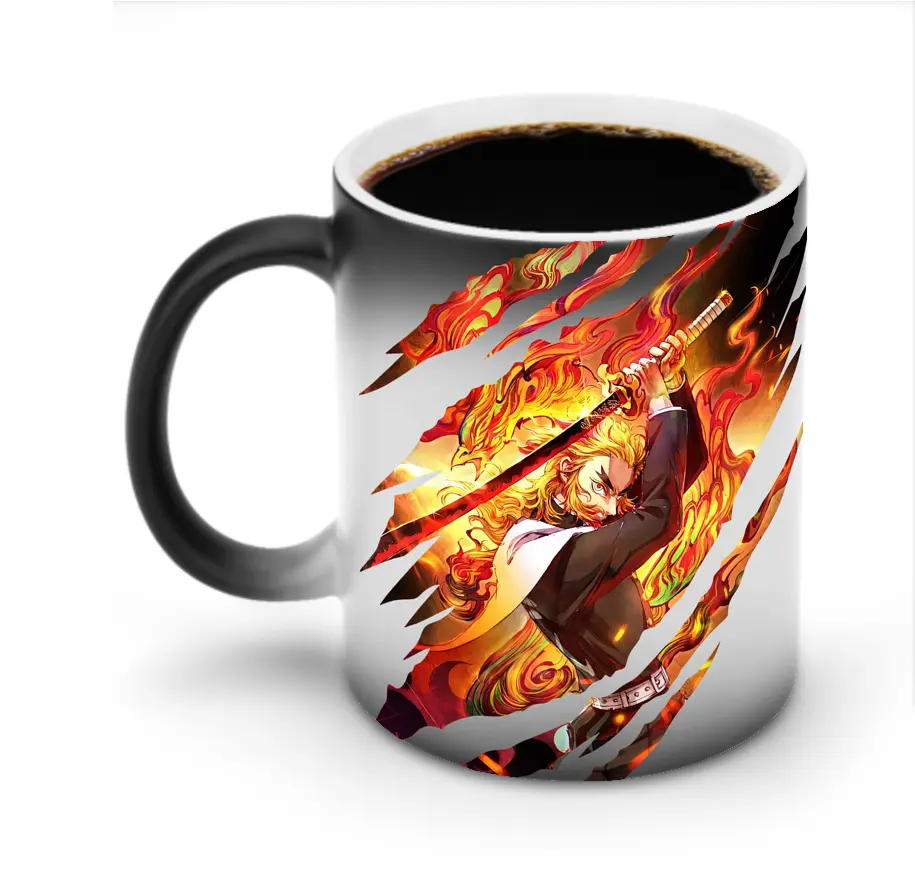 鬼滅の刃 グッズ,煉獄 杏寿郎 - 変色マグカップ ・ セラミック ・ 熱転写プリント ・ 耐久性 高品質 ・ ギフト・自宅用 コーヒー お茶