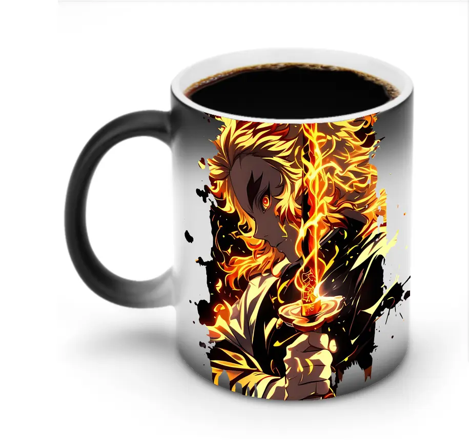 鬼滅の刃 グッズ,煉獄 杏寿郎 - 変色マグカップ ・ セラミック ・ 熱転写プリント ・ 耐久性 高品質 ・ ギフト・自宅用 コーヒー お茶