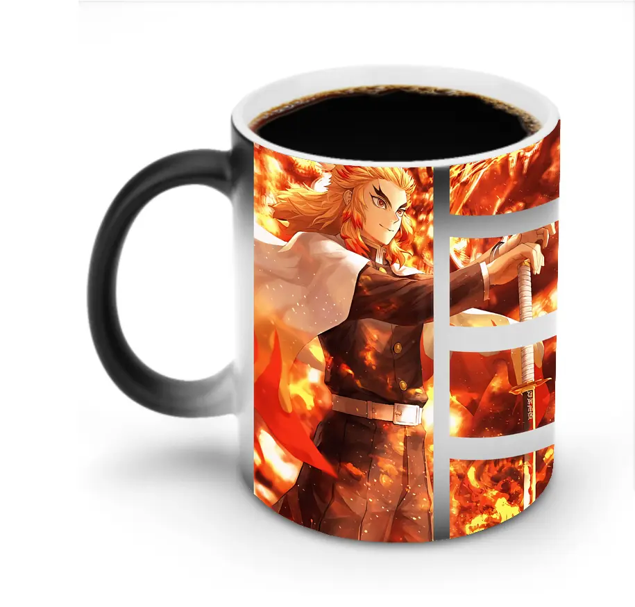 鬼滅の刃 グッズ,煉獄 杏寿郎 - 変色マグカップ ・ セラミック ・ 熱転写プリント ・ 耐久性 高品質 ・ ギフト・自宅用 コーヒー お茶