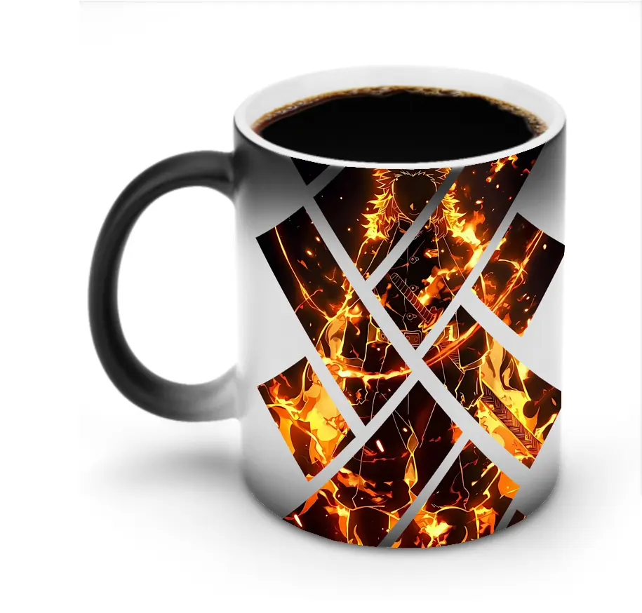 鬼滅の刃 グッズ,煉獄 杏寿郎 - 変色マグカップ ・ セラミック ・ 熱転写プリント ・ 耐久性 高品質 ・ ギフト・自宅用 コーヒー お茶