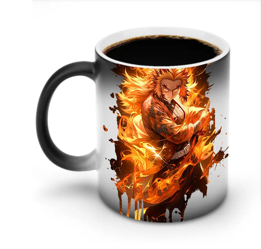 鬼滅の刃 グッズ,煉獄 杏寿郎 - 変色マグカップ ・ セラミック ・ 熱転写プリント ・ 耐久性 高品質 ・ ギフト・自宅用 コーヒー お茶