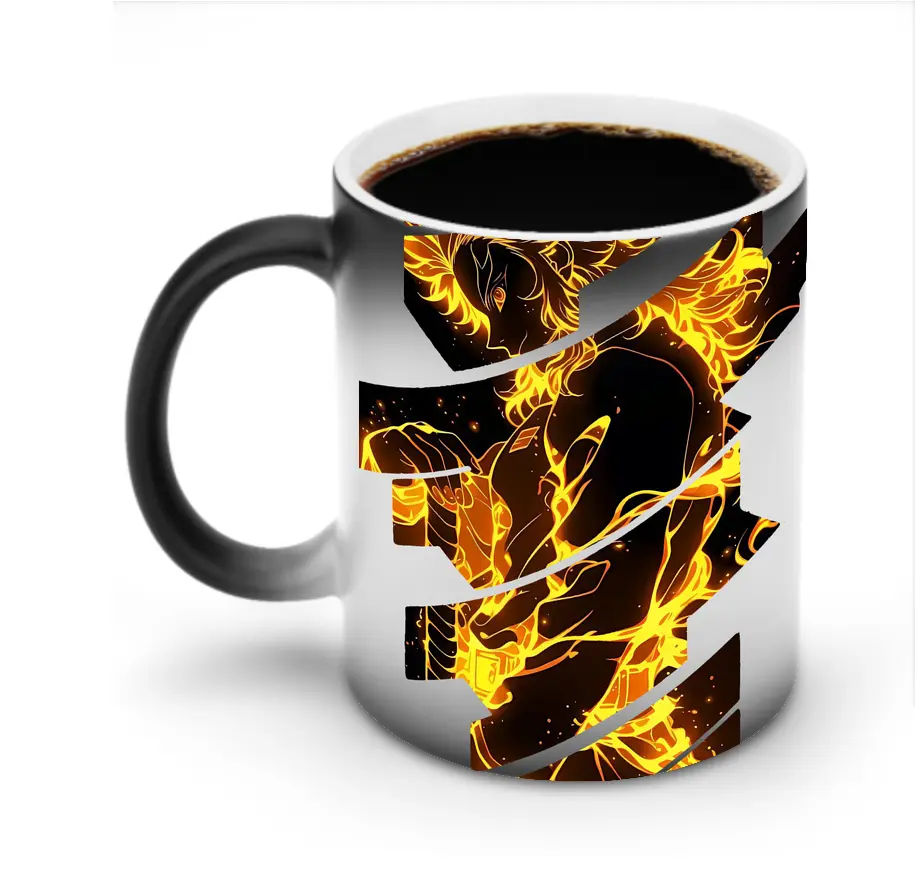 鬼滅の刃 グッズ,煉獄 杏寿郎 - 変色マグカップ ・ セラミック ・ 熱転写プリント ・ 耐久性 高品質 ・ ギフト・自宅用 コーヒー お茶