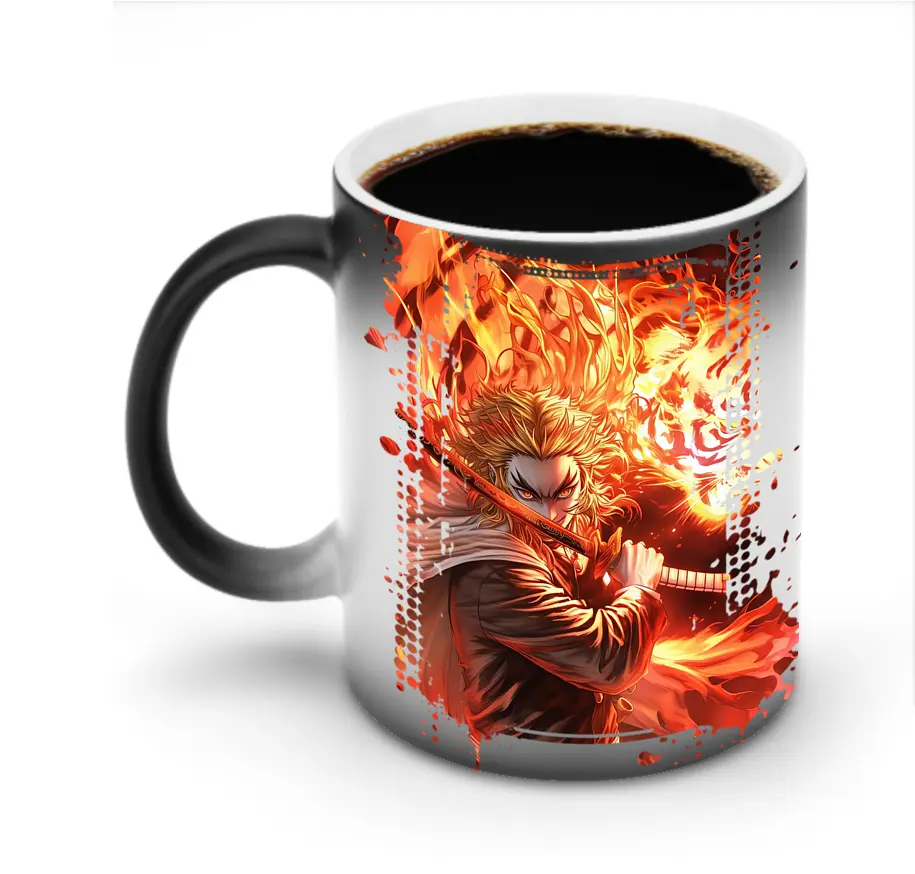 鬼滅の刃 グッズ,煉獄 杏寿郎 - 変色マグカップ ・ セラミック ・ 熱転写プリント ・ 耐久性 高品質 ・ ギフト・自宅用 コーヒー お茶
