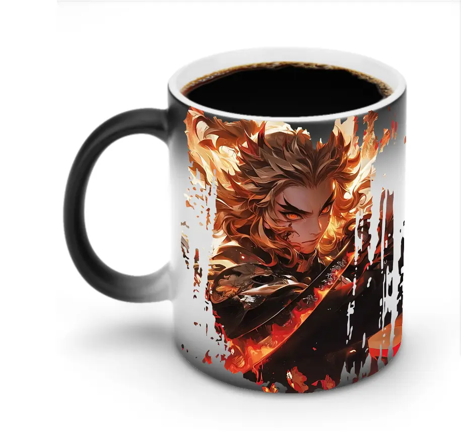 鬼滅の刃 グッズ,煉獄 杏寿郎 - 変色マグカップ ・ セラミック ・ 熱転写プリント ・ 耐久性 高品質 ・ ギフト・自宅用 コーヒー お茶