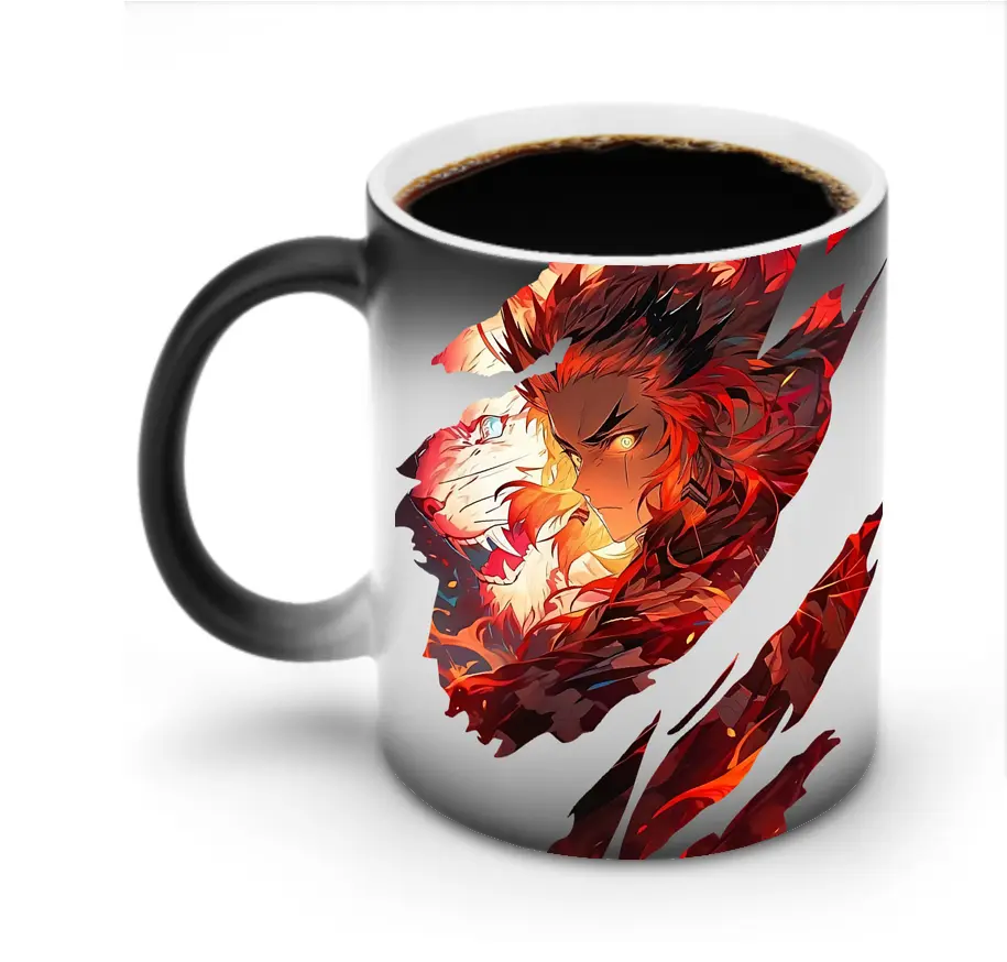 鬼滅の刃 グッズ,煉獄 杏寿郎 - 変色マグカップ ・ セラミック ・ 熱転写プリント ・ 耐久性 高品質 ・ ギフト・自宅用 コーヒー お茶