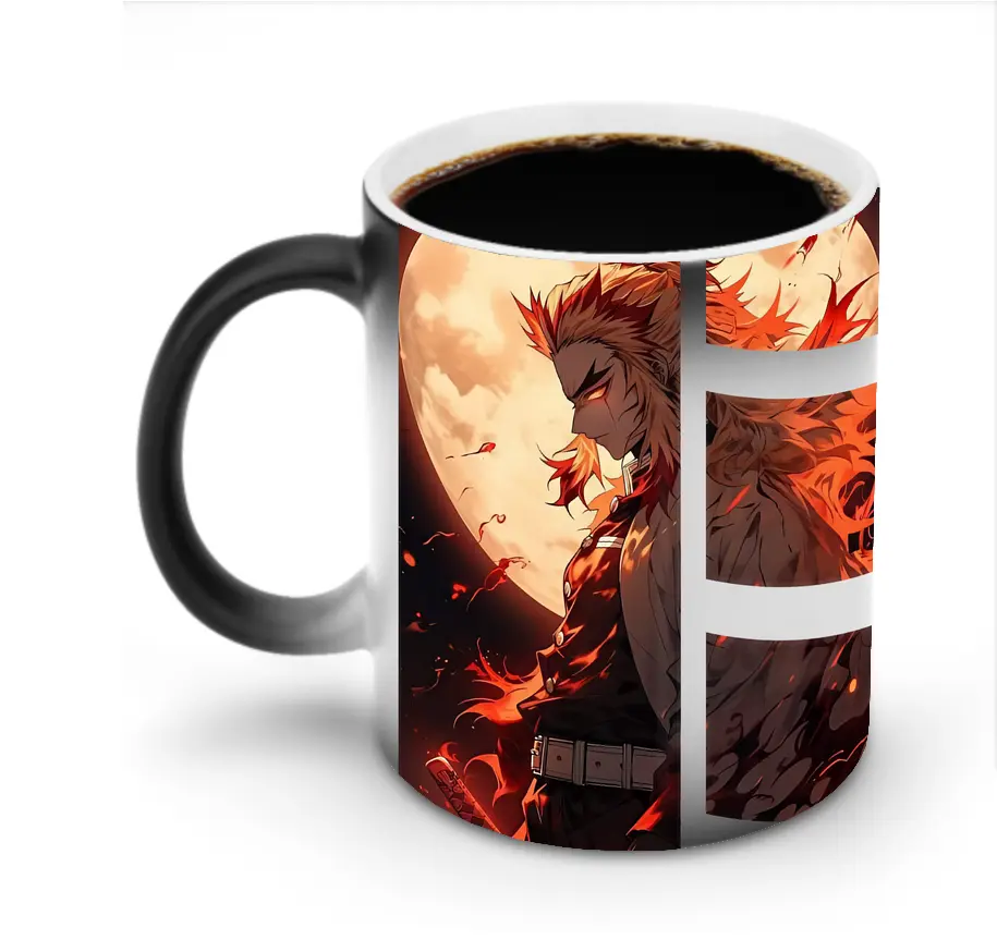 鬼滅の刃 グッズ,煉獄 杏寿郎 - 変色マグカップ ・ セラミック ・ 熱転写プリント ・ 耐久性 高品質 ・ ギフト・自宅用 コーヒー お茶
