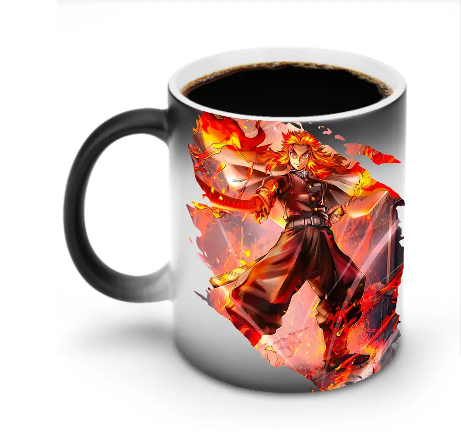 鬼滅の刃 グッズ,煉獄 杏寿郎 - 変色マグカップ ・ セラミック ・ 熱転写プリント ・ 耐久性 高品質 ・ ギフト・自宅用 コーヒー お茶