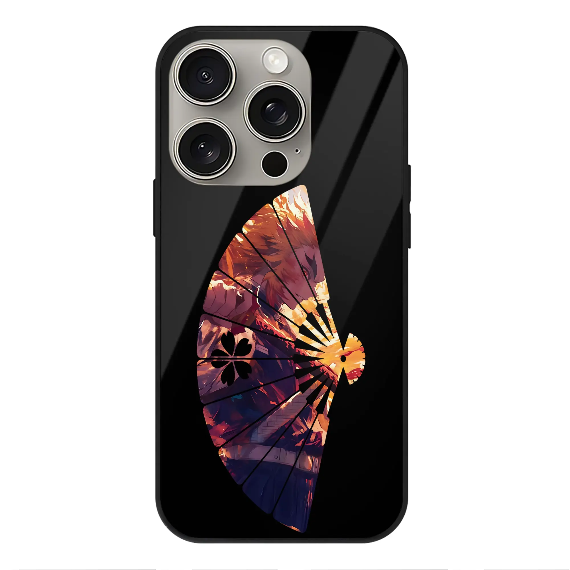 鬼滅の刃 グッズ,煉獄 杏寿郎 - IPhone15Pro対応 ・ スマホケース ・ 背面ガラス ・ TPU+強化ガラス ・ 耐衝撃 ・ 黄変防止 ・ ワイヤレス充電対応 ・ 3D立体ボタン