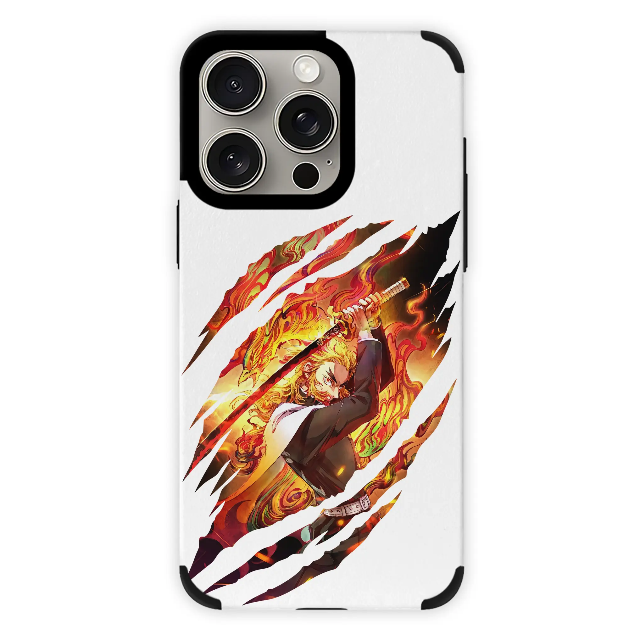 鬼滅の刃 グッズ,煉獄 杏寿郎 - IPhone15ProMax対応 ・ PUレザースマホケース ・ 耐衝撃 ・ 黄変防止 ・ 360度全面保護 ・ 柔らか手触り ・ 3D立体ボタン