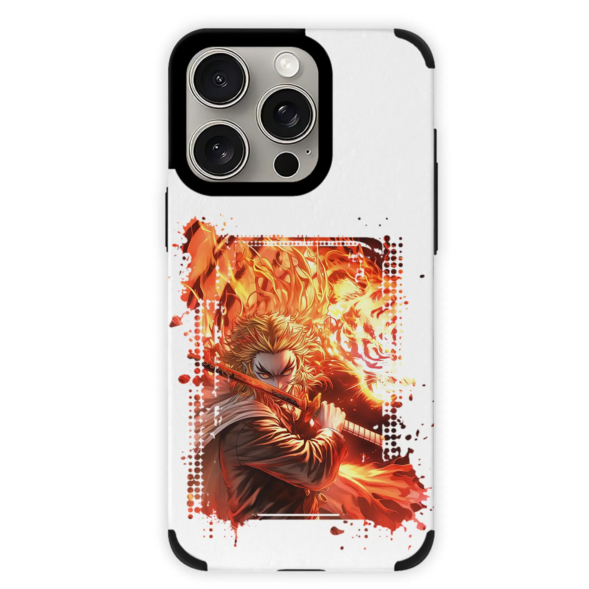 鬼滅の刃 グッズ,煉獄 杏寿郎 - IPhone15ProMax対応 ・ PUレザースマホケース ・ 耐衝撃 ・ 黄変防止 ・ 360度全面保護 ・ 柔らか手触り ・ 3D立体ボタン