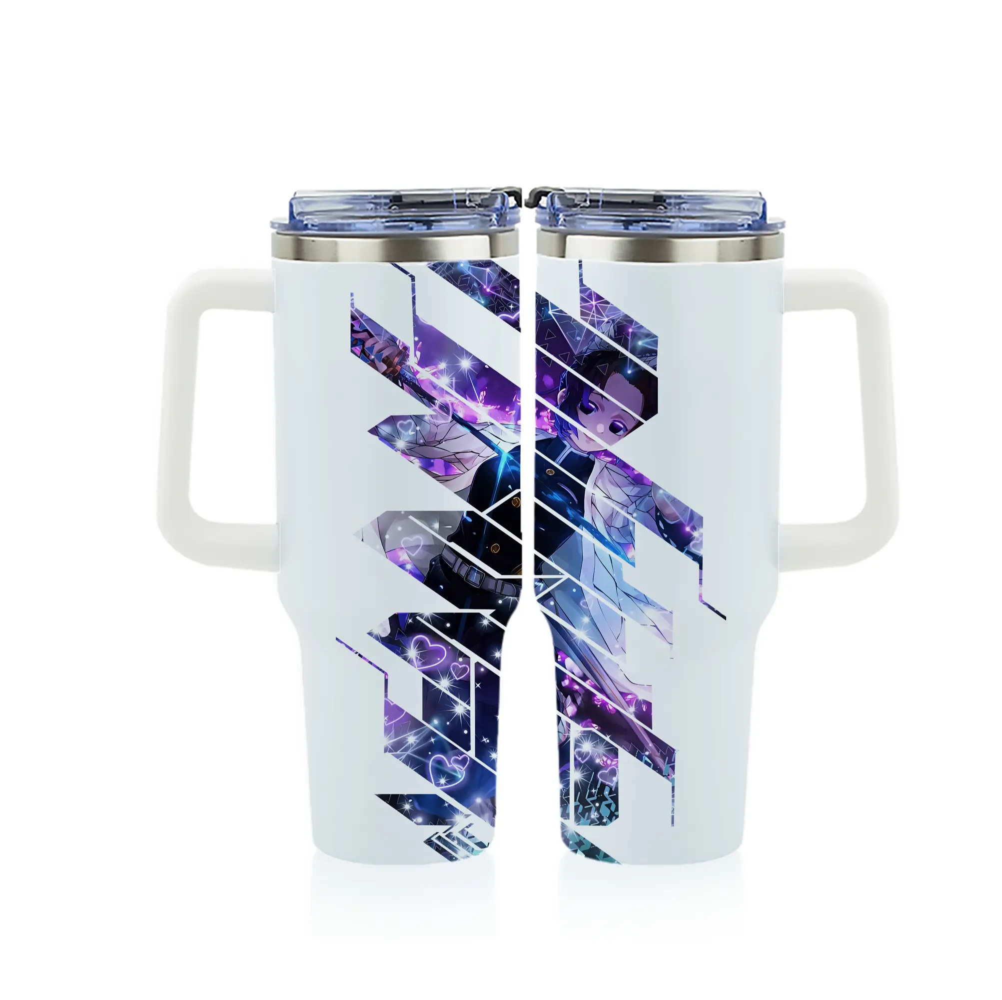 鬼滅の刃 グッズ,胡蝶 しのぶ - 1200mL フルプリント車用タンブラー ・ 304ステンレス 内側 ・ 201ステンレス 外側 ・ 保温 保冷 ・ 通勤 ドライブ アウトドア用