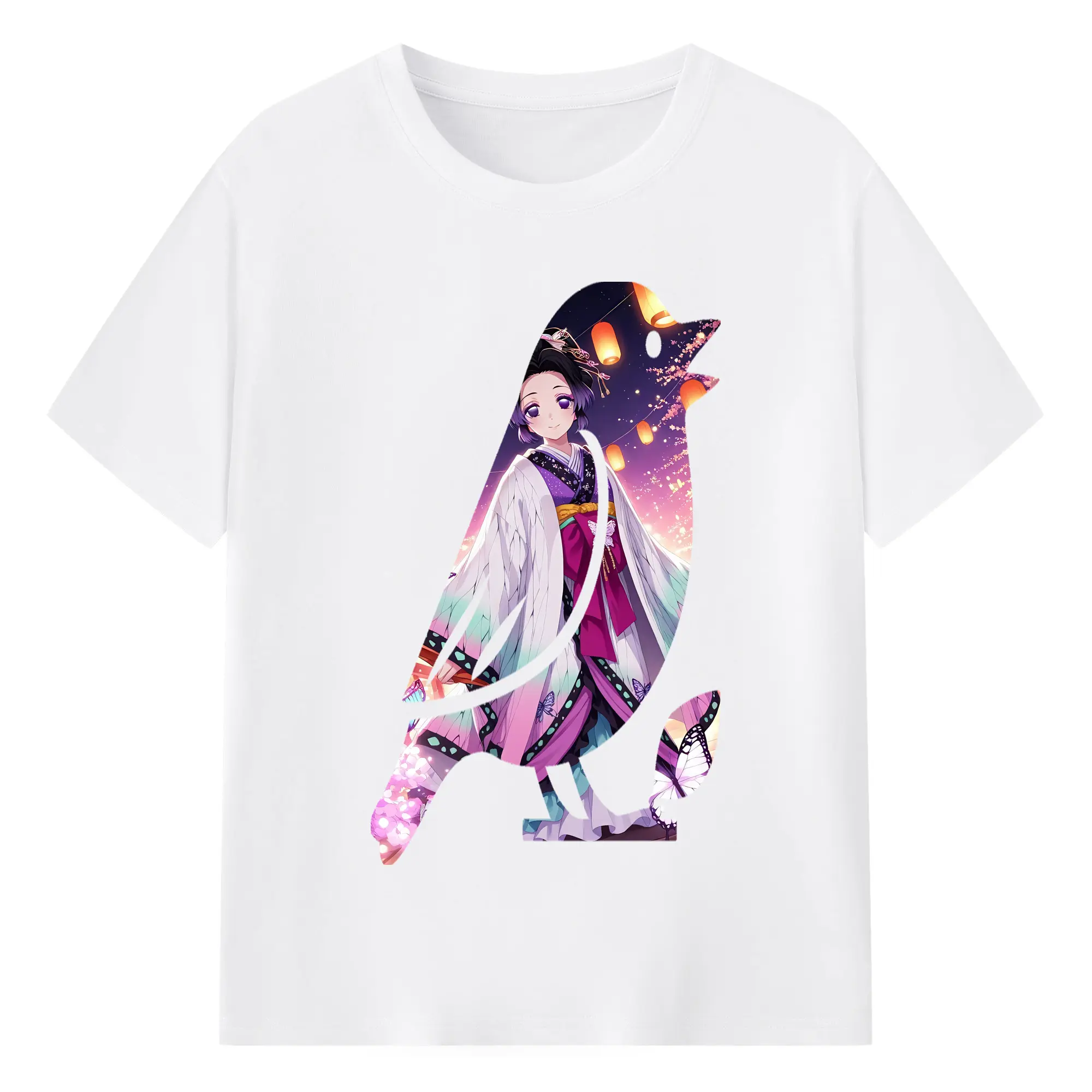 鬼滅の刃 グッズ,胡蝶 しのぶ - 綿100％ 半袖Tシャツ ・ フロントプリント ・ 快適 通気性 ・ 日常使い 散歩 スポーツ用