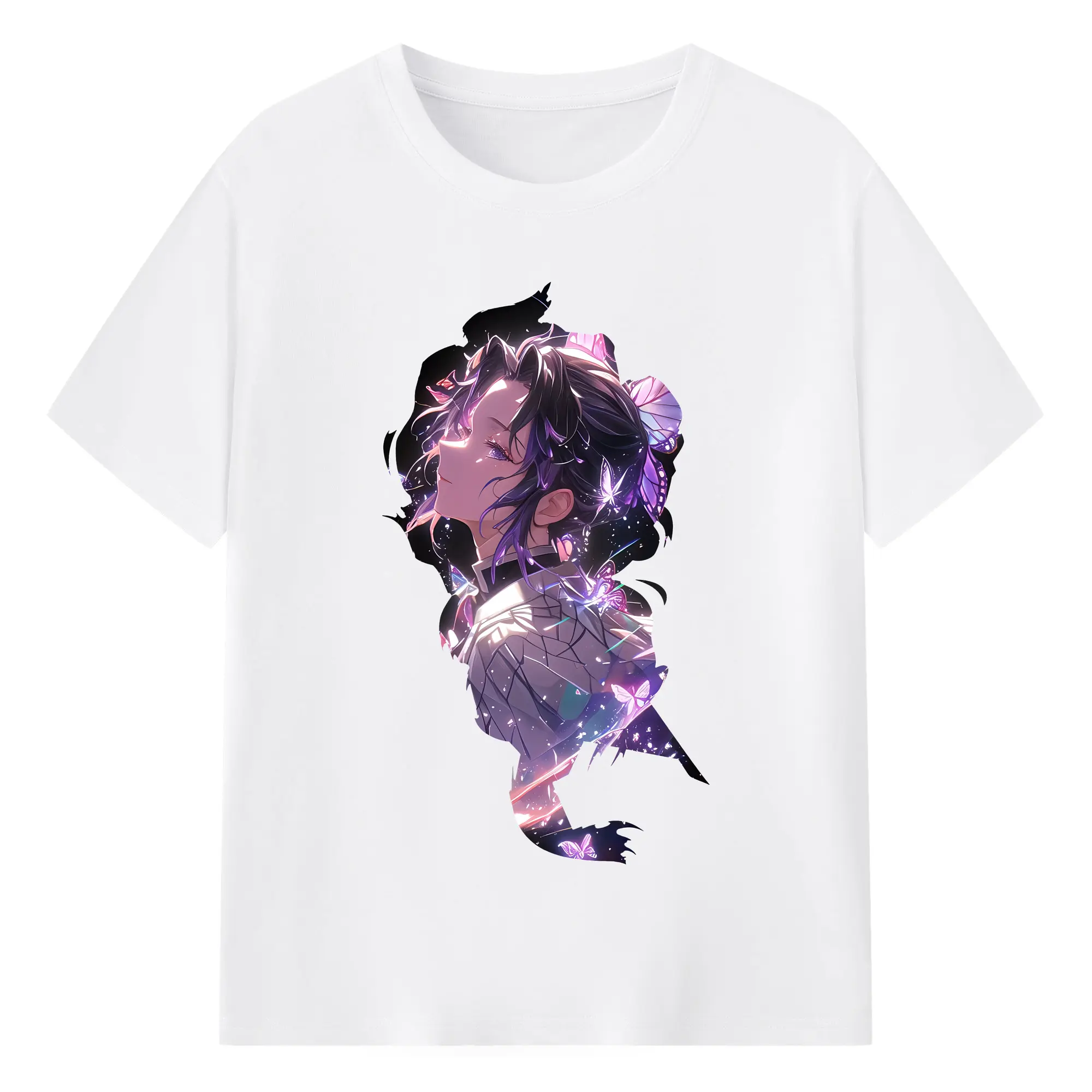 鬼滅の刃 グッズ,胡蝶 しのぶ - 綿100％ 半袖Tシャツ ・ フロントプリント ・ 快適 通気性 ・ 日常使い 散歩 スポーツ用