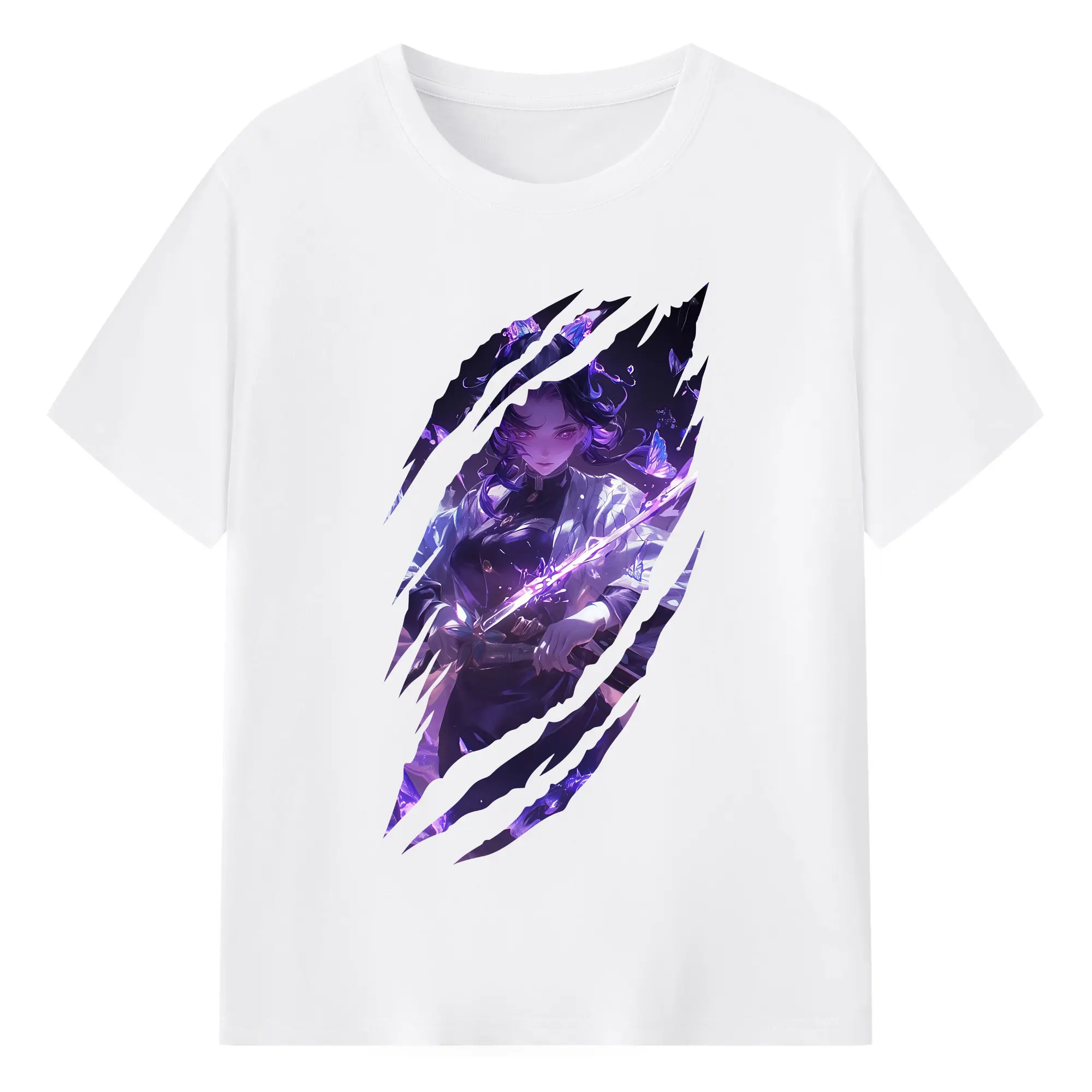 鬼滅の刃 グッズ,胡蝶 しのぶ - 綿100％ 半袖Tシャツ ・ フロントプリント ・ 快適 通気性 ・ 日常使い 散歩 スポーツ用