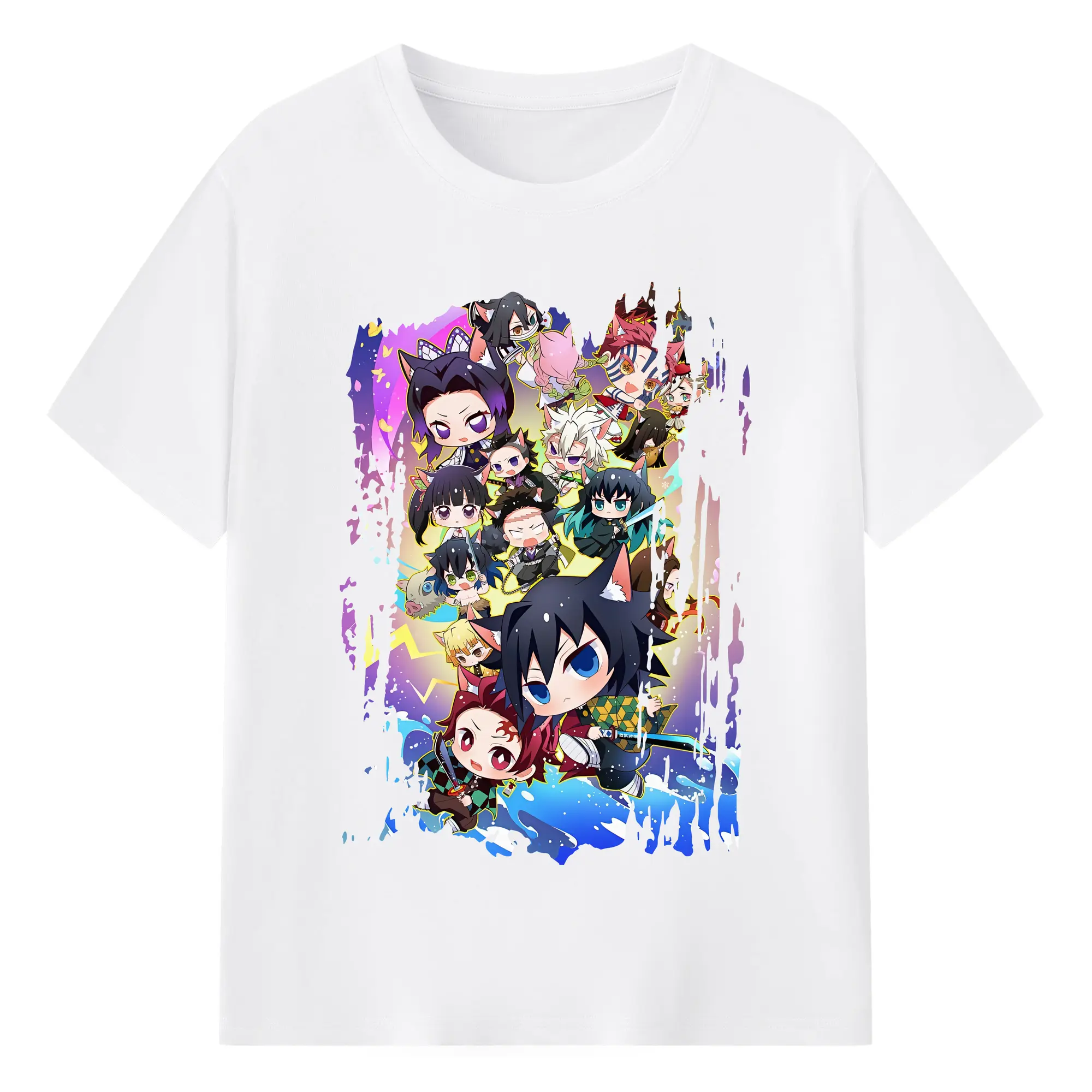 鬼滅の刃 グッズ,胡蝶 しのぶ - 綿100％ 半袖Tシャツ ・ フロントプリント ・ 快適 通気性 ・ 日常使い 散歩 スポーツ用