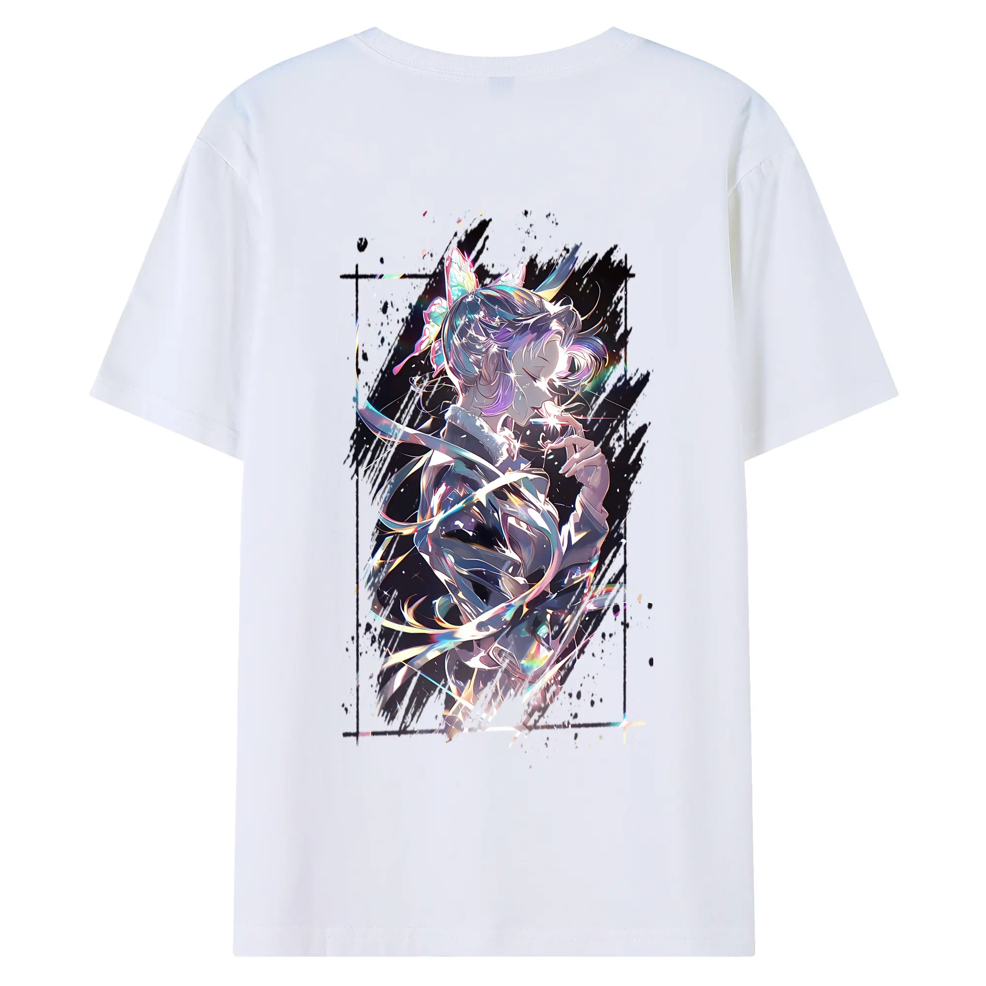 鬼滅の刃 グッズ,胡蝶 しのぶ - 綿100％ 半袖Tシャツ ・ バックプリント ・ 快適 通気性 ・ 日常使い 散歩 スポーツ用