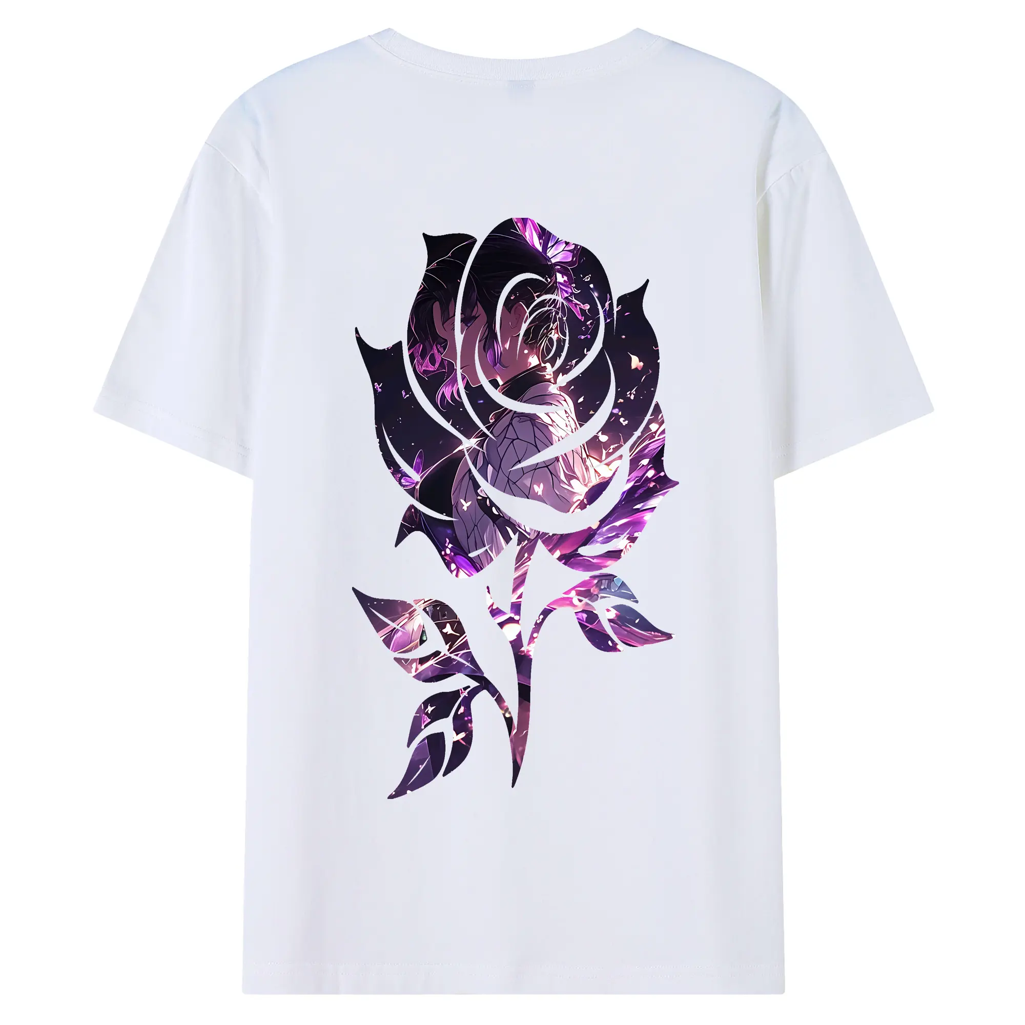 鬼滅の刃 グッズ,胡蝶 しのぶ - 綿100％ 半袖Tシャツ ・ バックプリント ・ 快適 通気性 ・ 日常使い 散歩 スポーツ用