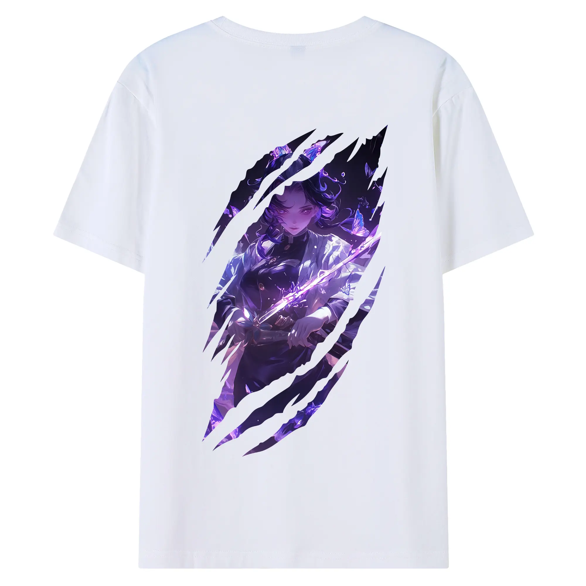 鬼滅の刃 グッズ,胡蝶 しのぶ - 綿100％ 半袖Tシャツ ・ バックプリント ・ 快適 通気性 ・ 日常使い 散歩 スポーツ用