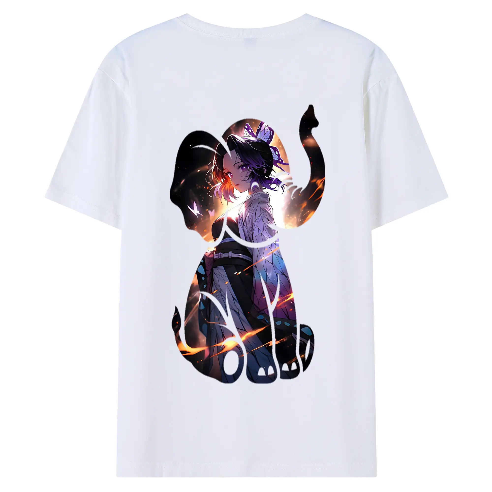 鬼滅の刃 グッズ,胡蝶 しのぶ - 綿100％ 半袖Tシャツ ・ バックプリント ・ 快適 通気性 ・ 日常使い 散歩 スポーツ用