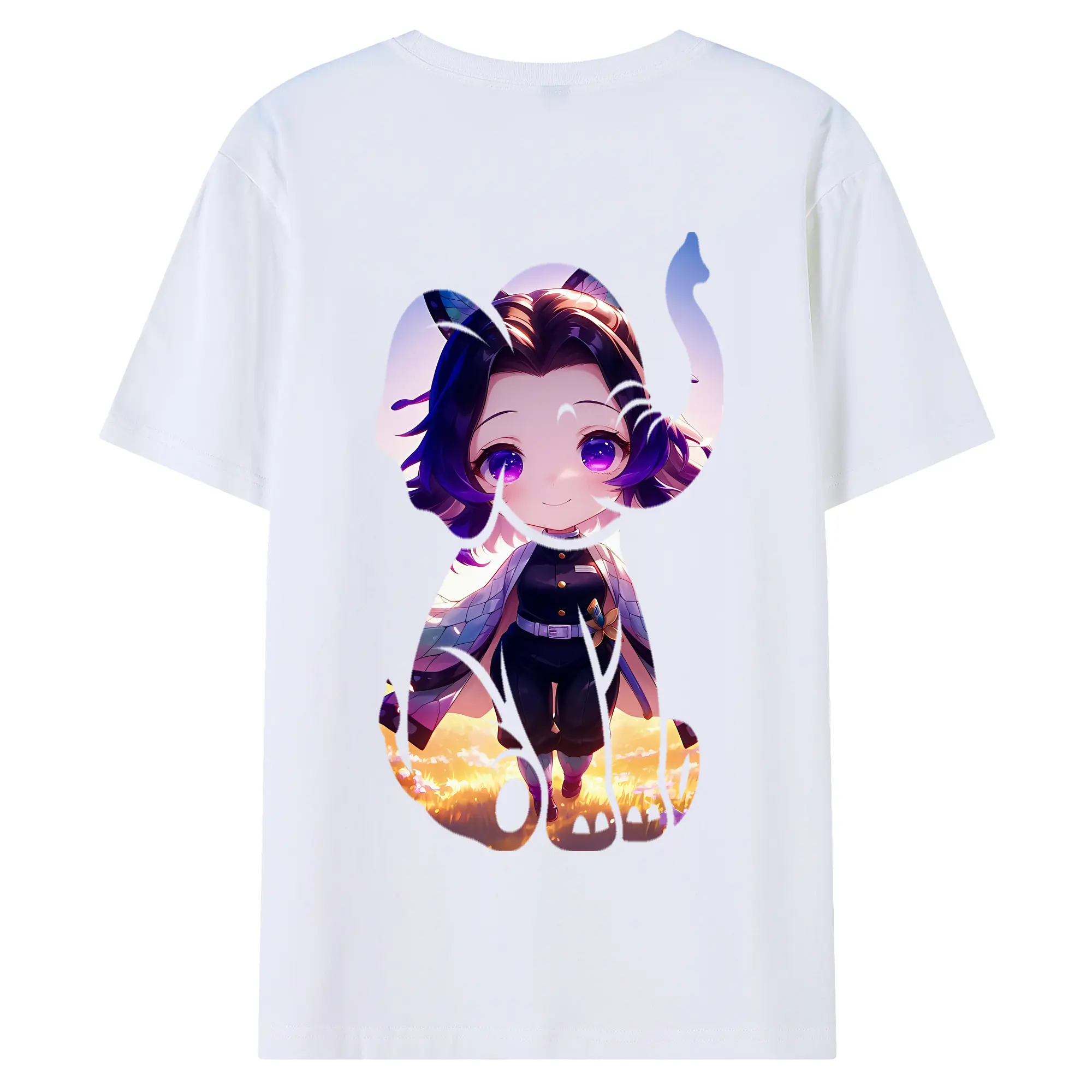 鬼滅の刃 グッズ,胡蝶 しのぶ - 綿100％ 半袖Tシャツ ・ バックプリント ・ 快適 通気性 ・ 日常使い 散歩 スポーツ用