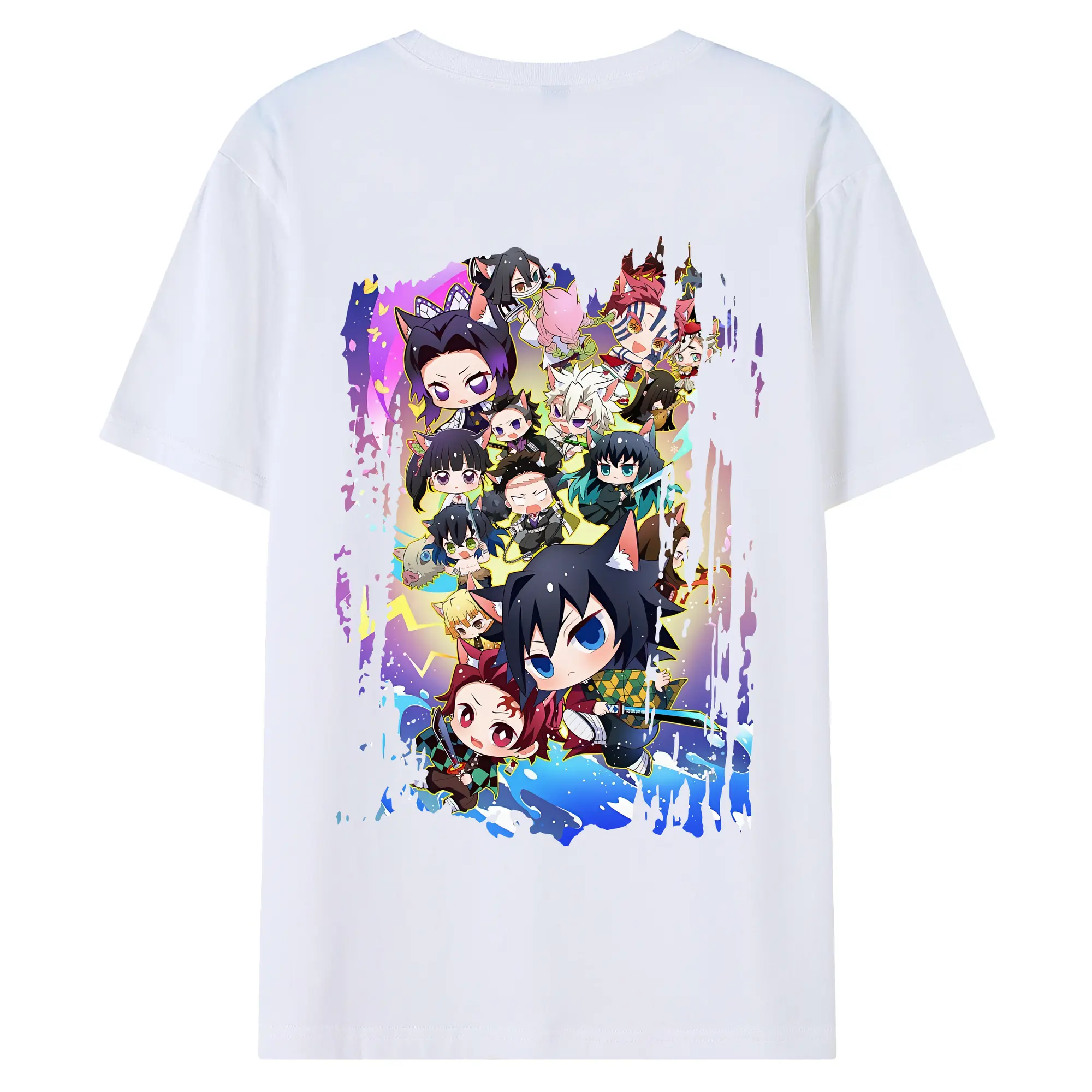 鬼滅の刃 グッズ,胡蝶 しのぶ - 綿100％ 半袖Tシャツ ・ バックプリント ・ 快適 通気性 ・ 日常使い 散歩 スポーツ用