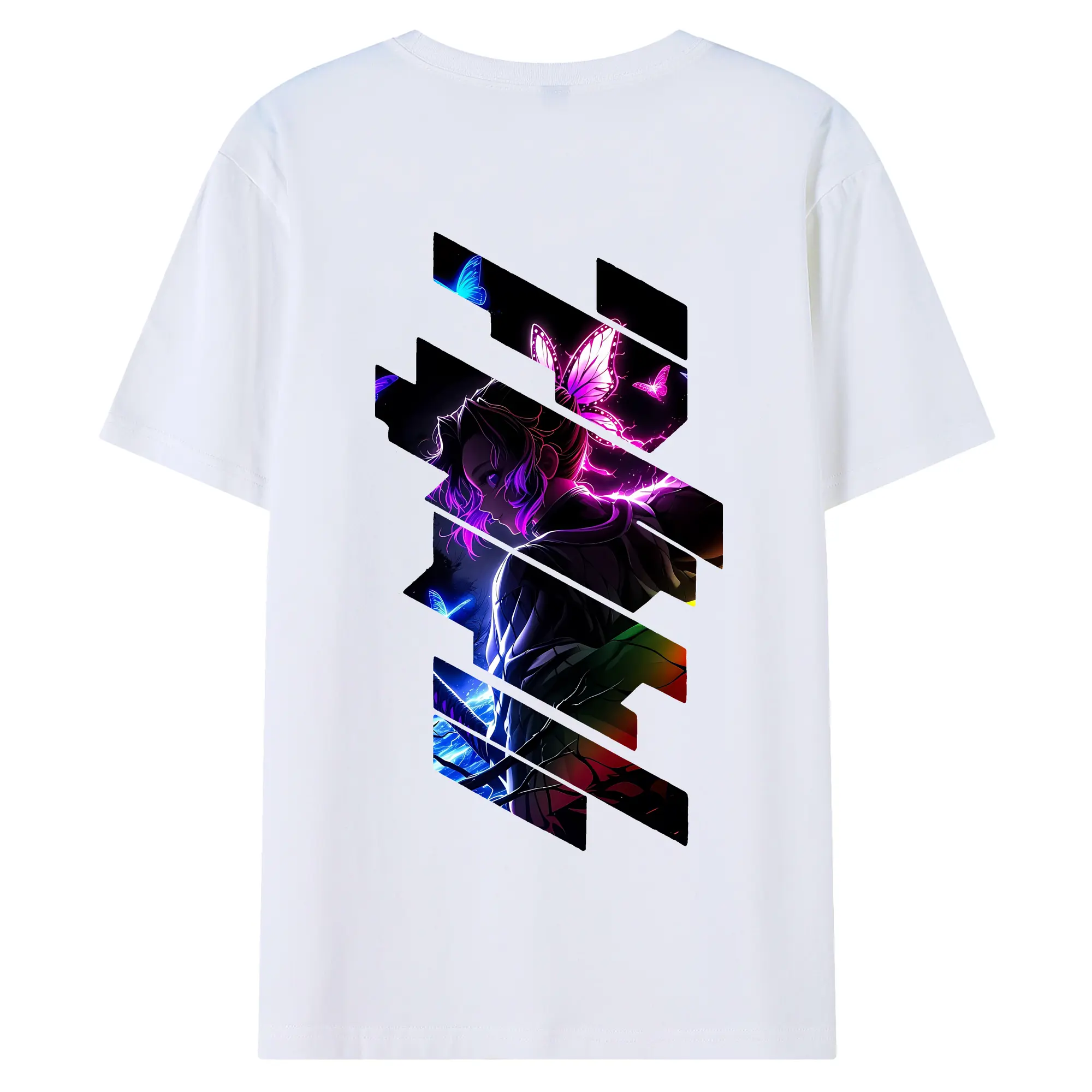 鬼滅の刃 グッズ,胡蝶 しのぶ - 綿100％ 半袖Tシャツ ・ バックプリント ・ 快適 通気性 ・ 日常使い 散歩 スポーツ用