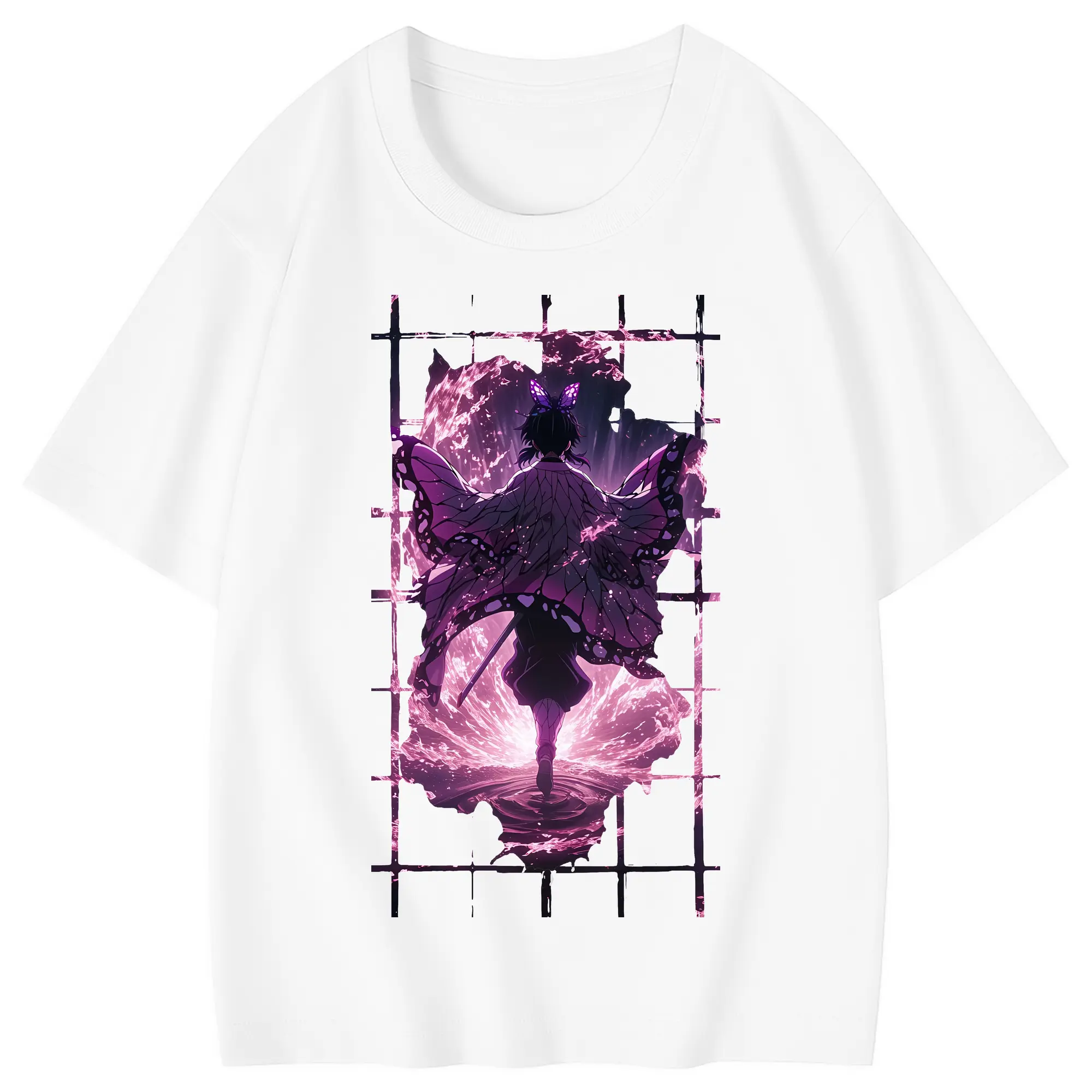 鬼滅の刃 グッズ,胡蝶 しのぶ - 綿100％ キッズTシャツ ・ フロントプリント ・ 快適 通気性 ・ スポーツ カジュアル 散歩用