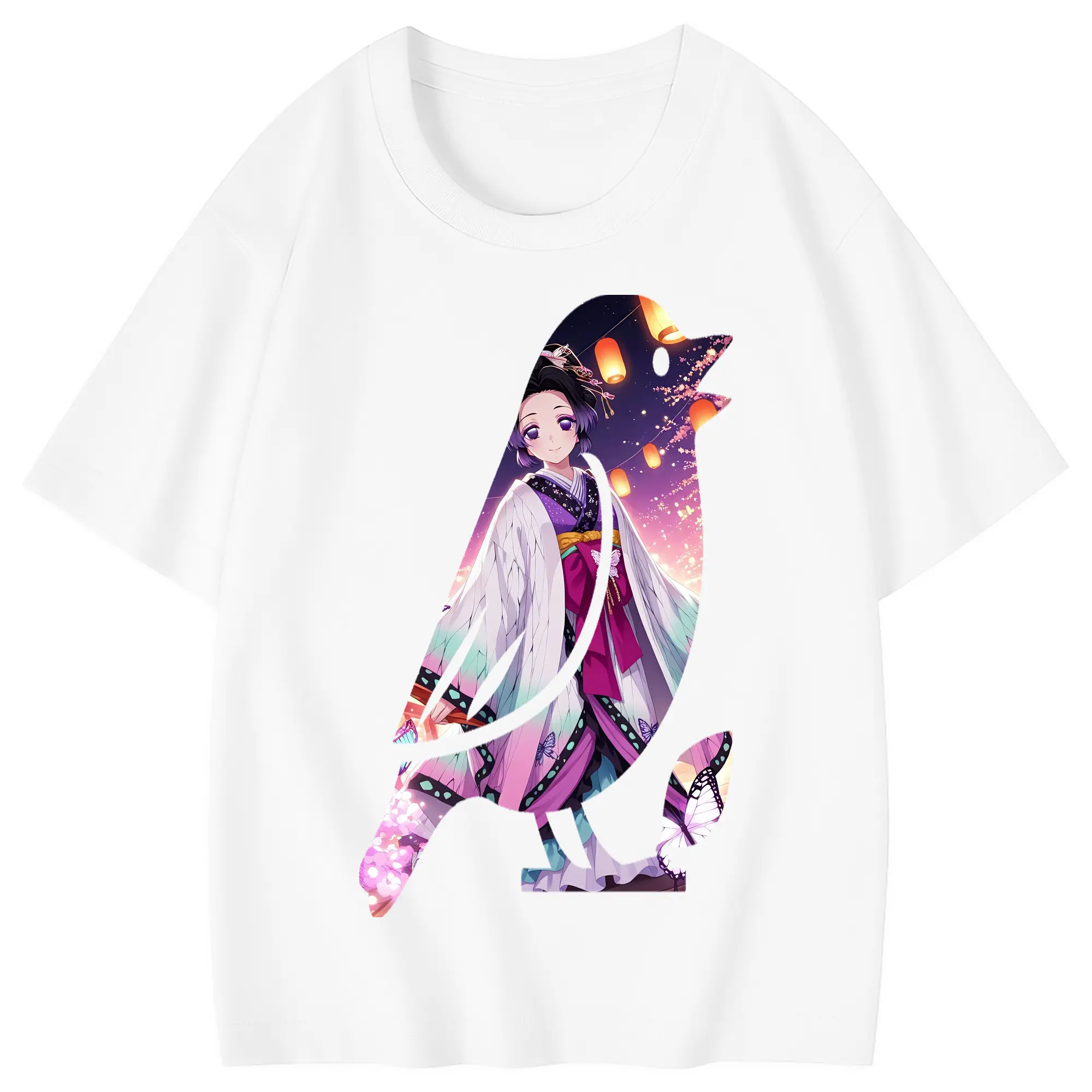 鬼滅の刃 グッズ,胡蝶 しのぶ - 綿100％ キッズTシャツ ・ フロントプリント ・ 快適 通気性 ・ スポーツ カジュアル 散歩用