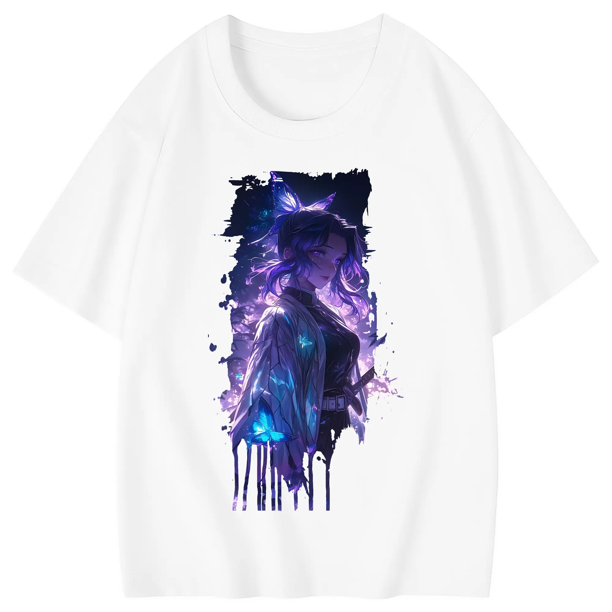 鬼滅の刃 グッズ,胡蝶 しのぶ - 綿100％ キッズTシャツ ・ フロントプリント ・ 快適 通気性 ・ スポーツ カジュアル 散歩用