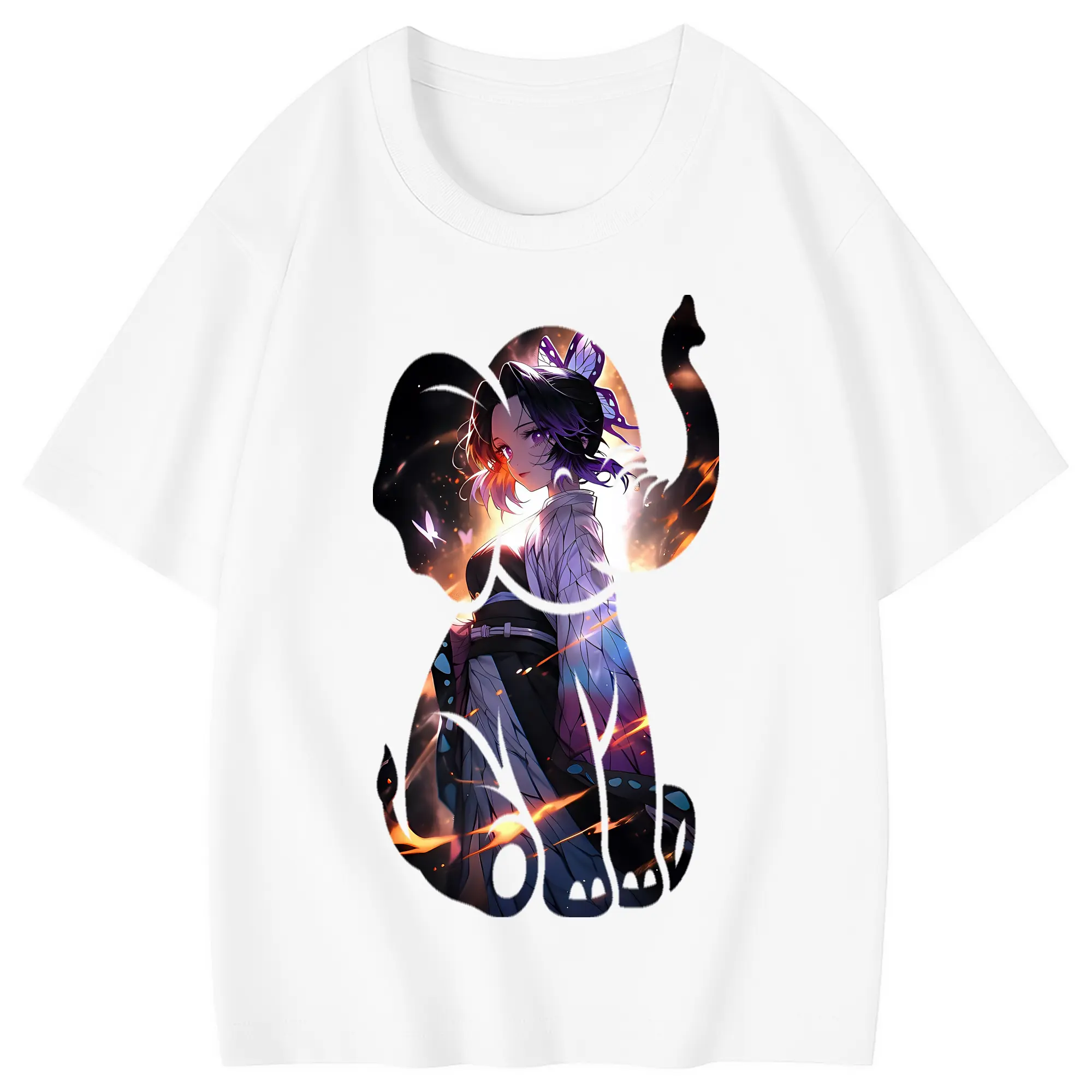 鬼滅の刃 グッズ,胡蝶 しのぶ - 綿100％ キッズTシャツ ・ フロントプリント ・ 快適 通気性 ・ スポーツ カジュアル 散歩用