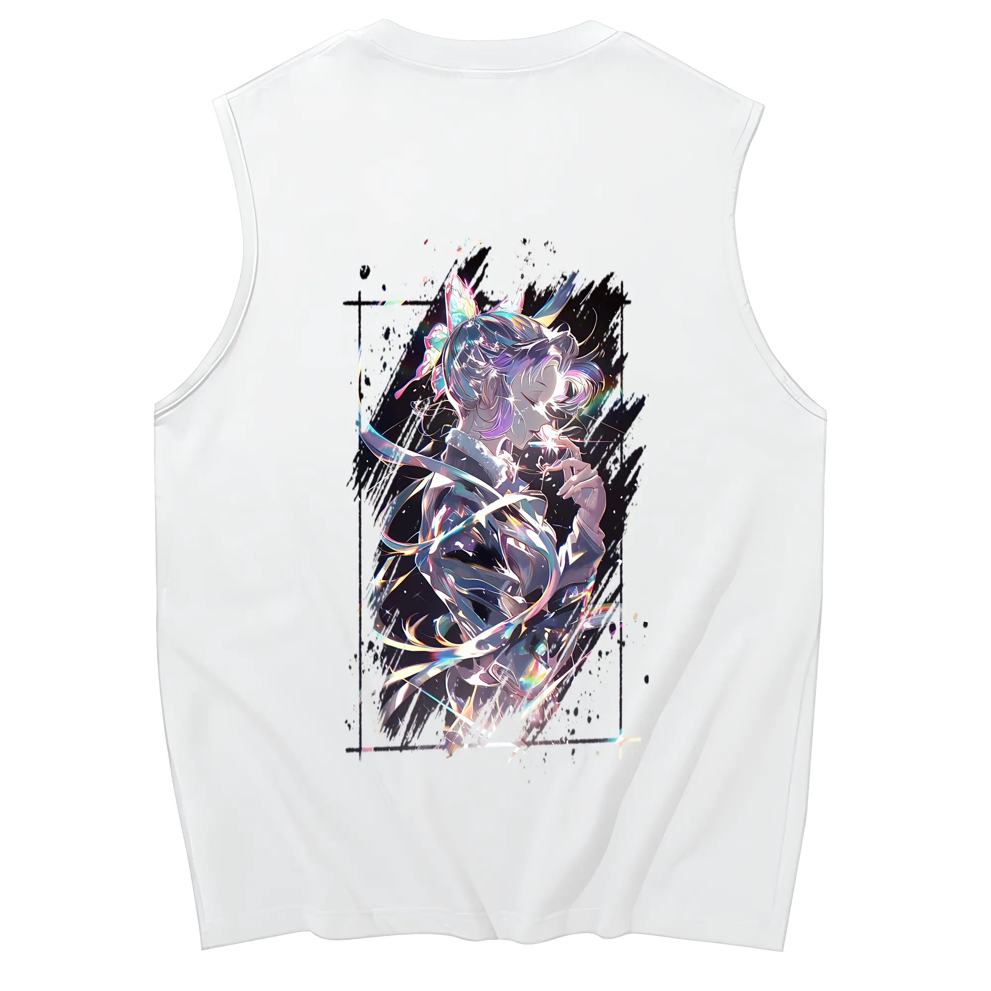 鬼滅の刃 グッズ,胡蝶 しのぶ - コットン100％ タンクトップ ・ 背面プリント ・ タイトシルエット ・ 快適 通気性 ・ スポーツ カジュアル 散歩用