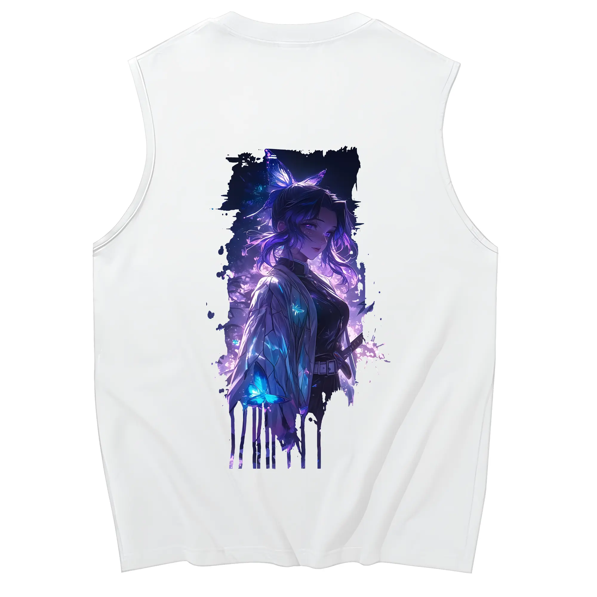 鬼滅の刃 グッズ,胡蝶 しのぶ - コットン100％ タンクトップ ・ 背面プリント ・ タイトシルエット ・ 快適 通気性 ・ スポーツ カジュアル 散歩用