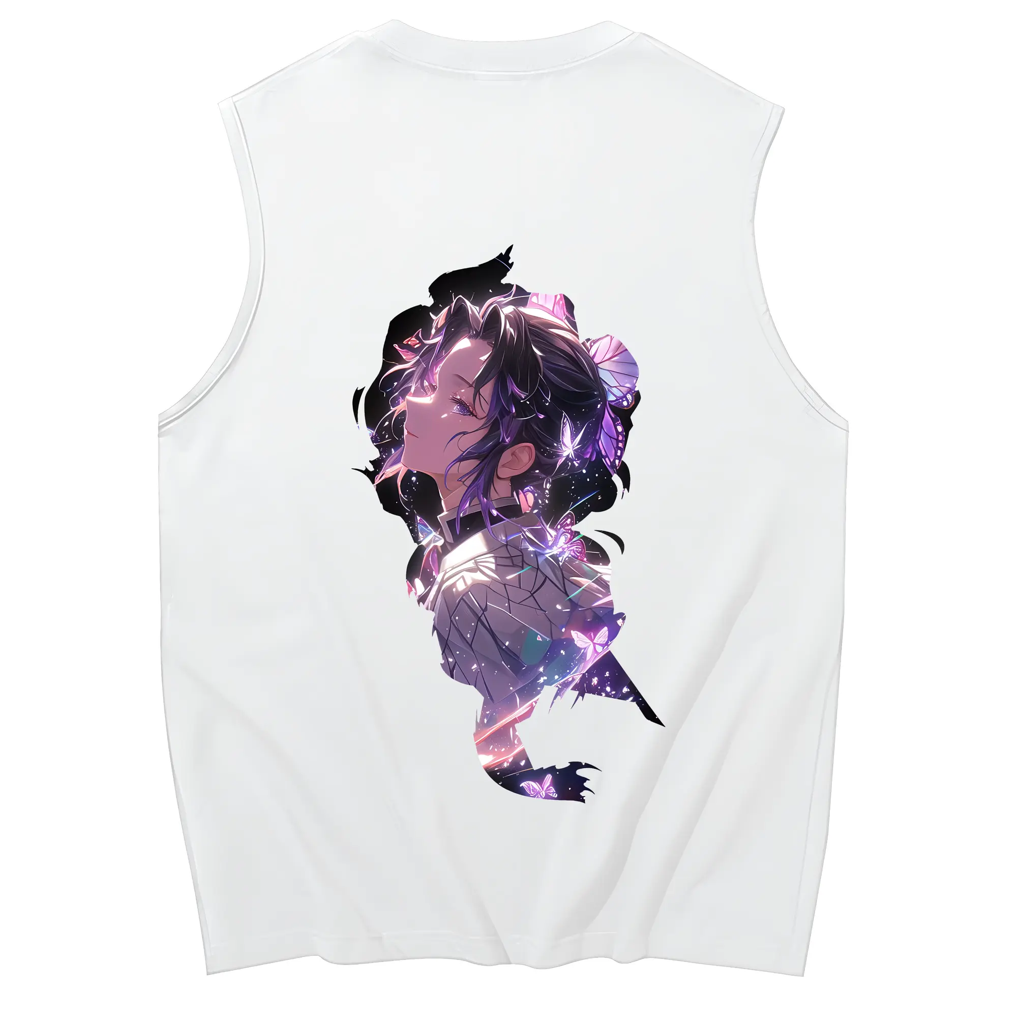 鬼滅の刃 グッズ,胡蝶 しのぶ - コットン100％ タンクトップ ・ 背面プリント ・ タイトシルエット ・ 快適 通気性 ・ スポーツ カジュアル 散歩用