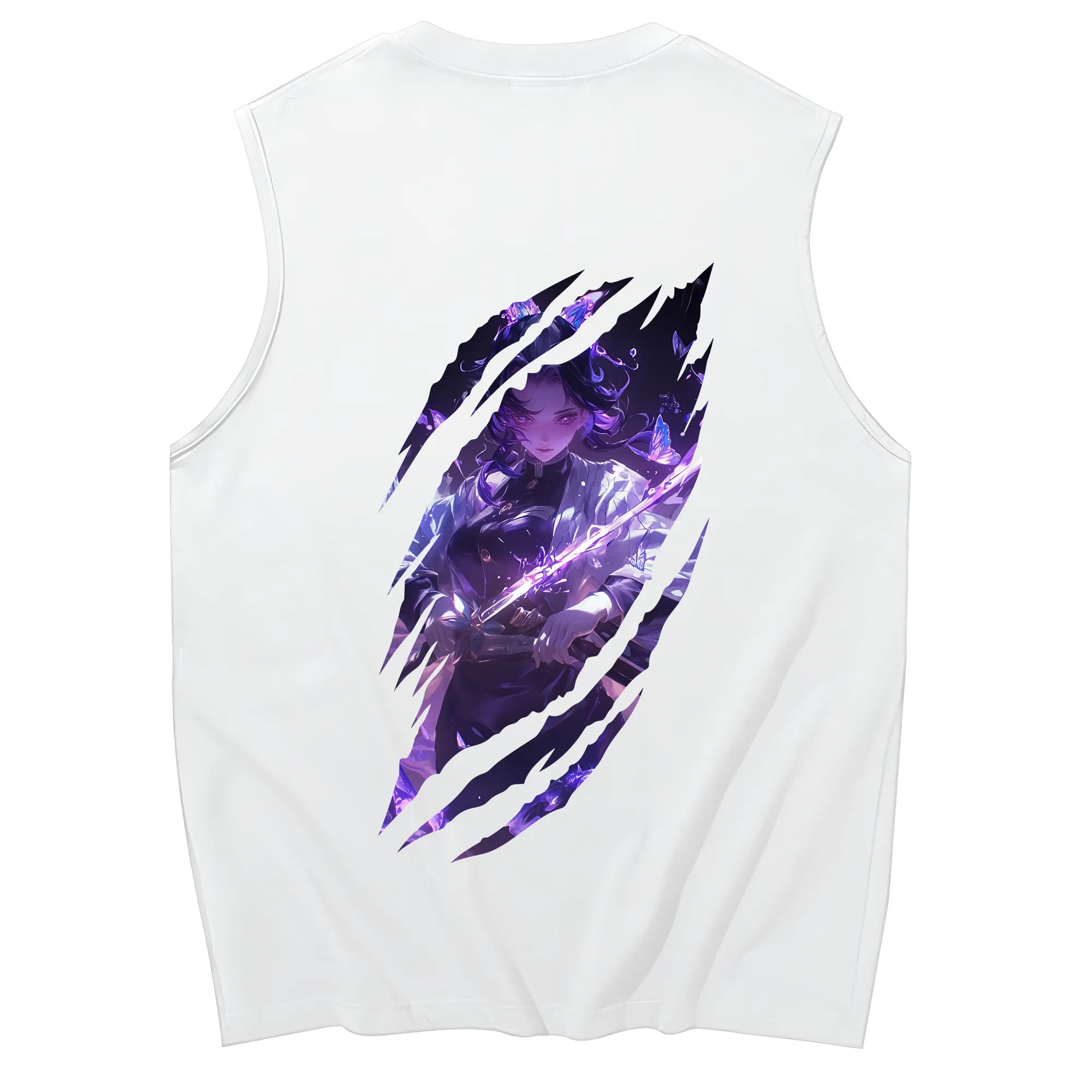 鬼滅の刃 グッズ,胡蝶 しのぶ - コットン100％ タンクトップ ・ 背面プリント ・ タイトシルエット ・ 快適 通気性 ・ スポーツ カジュアル 散歩用