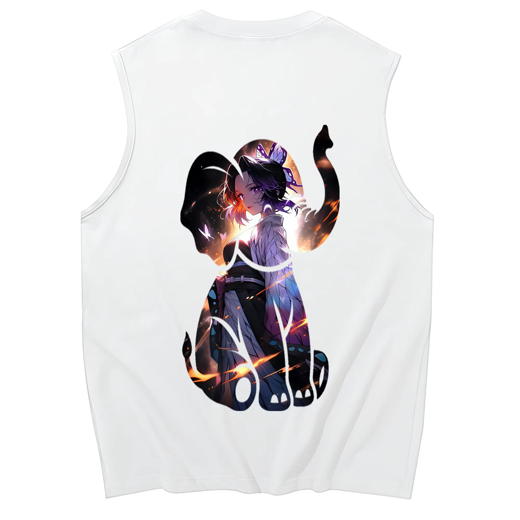 鬼滅の刃 グッズ,胡蝶 しのぶ - コットン100％ タンクトップ ・ 背面プリント ・ タイトシルエット ・ 快適 通気性 ・ スポーツ カジュアル 散歩用