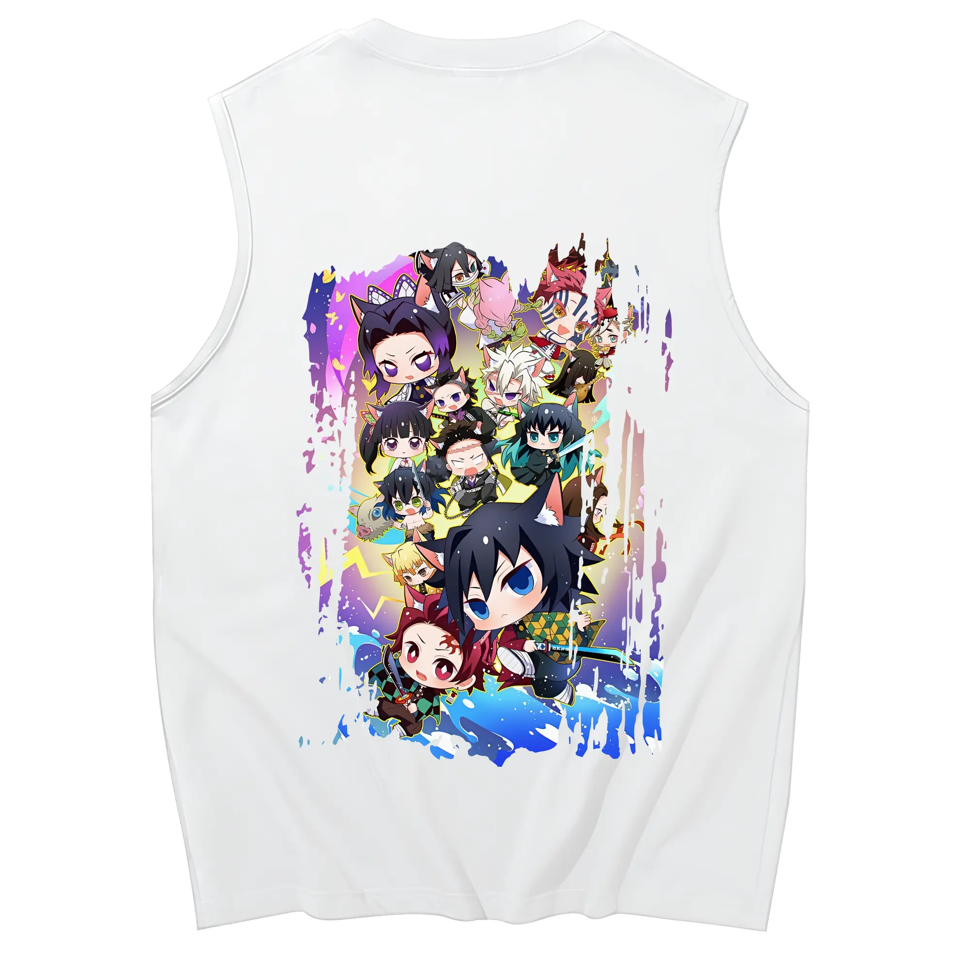 鬼滅の刃 グッズ,胡蝶 しのぶ - コットン100％ タンクトップ ・ 背面プリント ・ タイトシルエット ・ 快適 通気性 ・ スポーツ カジュアル 散歩用