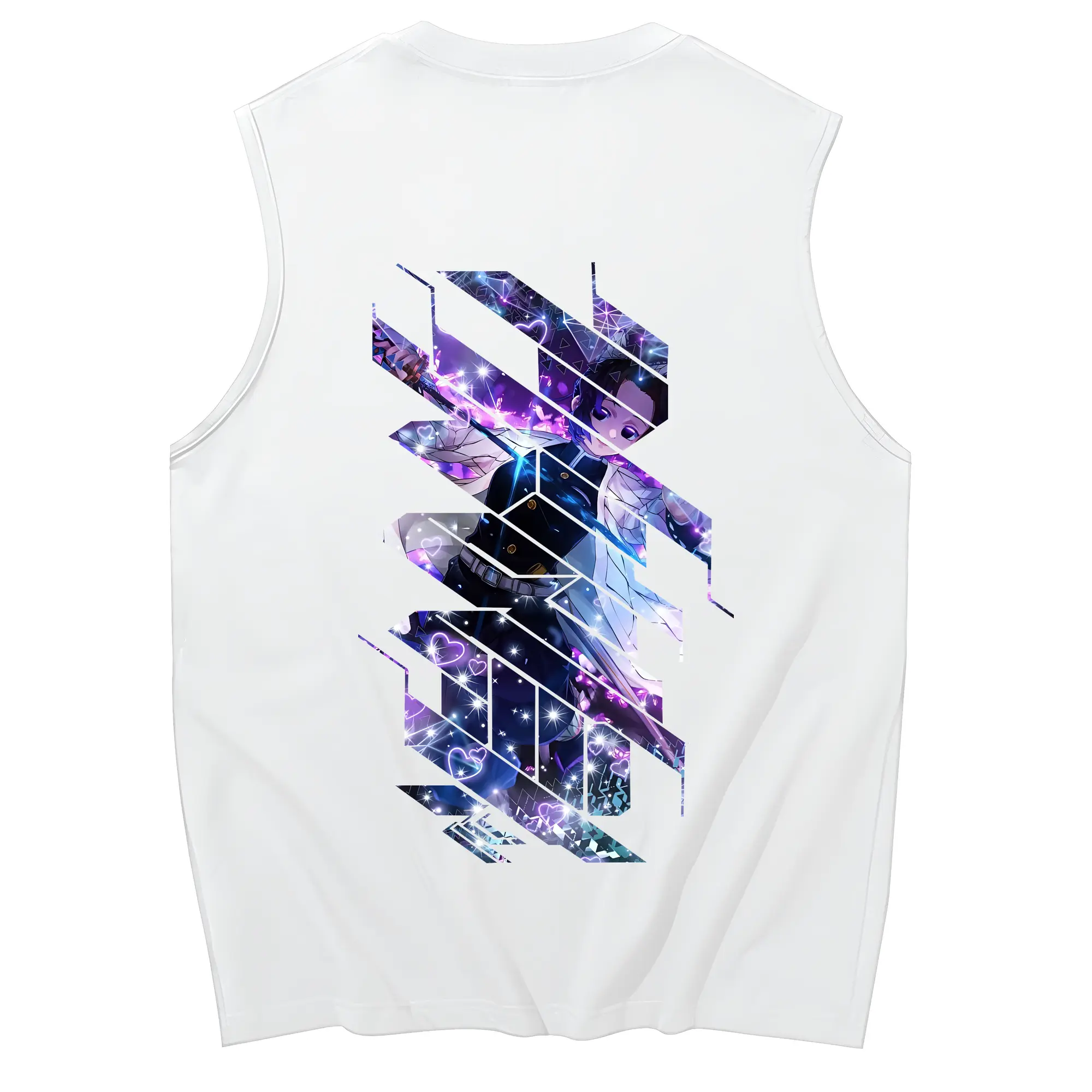 鬼滅の刃 グッズ,胡蝶 しのぶ - コットン100％ タンクトップ ・ 背面プリント ・ タイトシルエット ・ 快適 通気性 ・ スポーツ カジュアル 散歩用