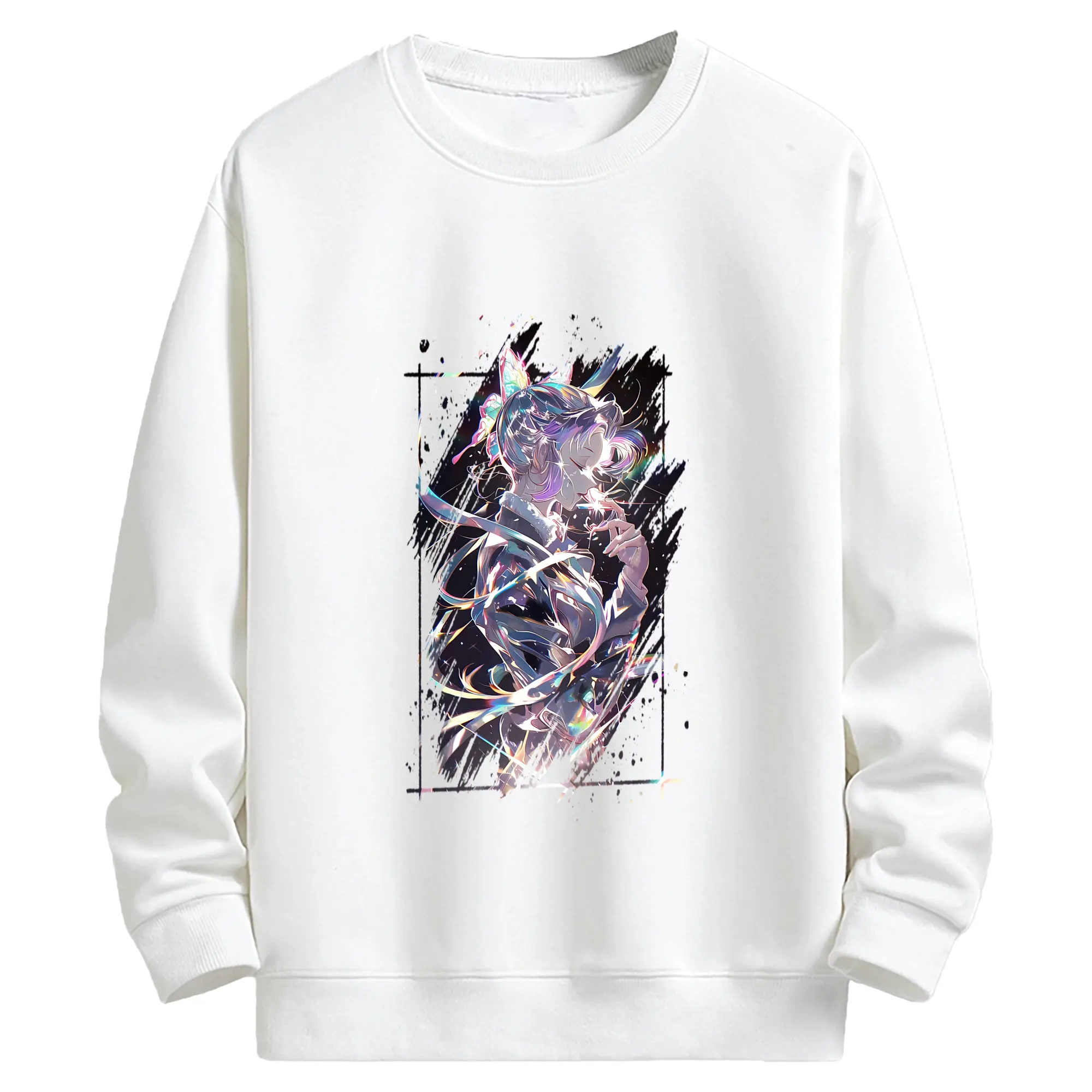 鬼滅の刃 グッズ,胡蝶 しのぶ - 高品質 クルーネック スウェット ・ コットン59％ ポリエステル41％ ・ ユニセックス 長袖 トレーナー ・ カジュアル デイリー スポーツ 散歩用
