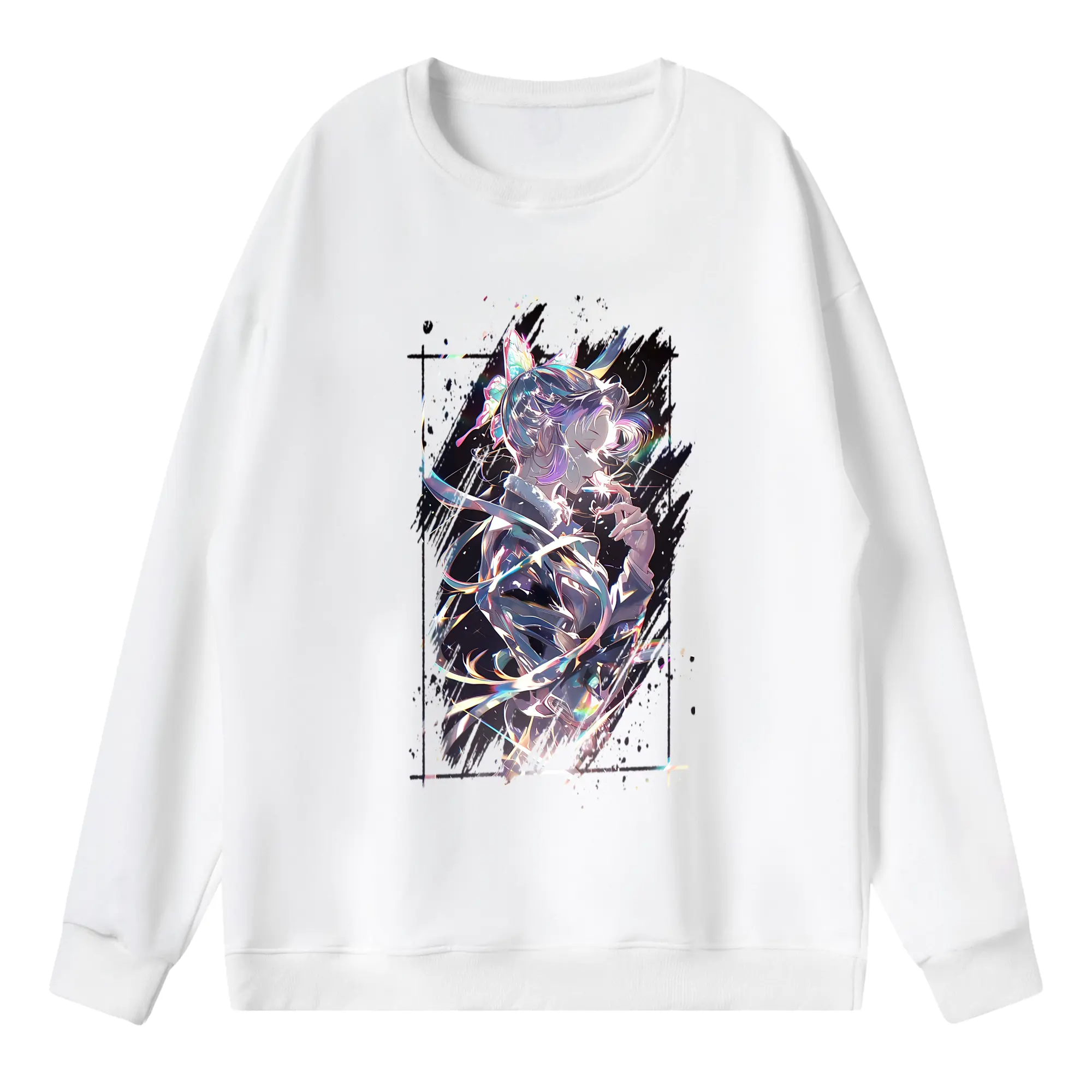 鬼滅の刃 グッズ,胡蝶 しのぶ - 薄手 クルーネック スウェット 裏毛260g · ポリエステル 春秋向け カジュアル 男女兼用 · トレーナー デイリー スポーツ 散歩に最適