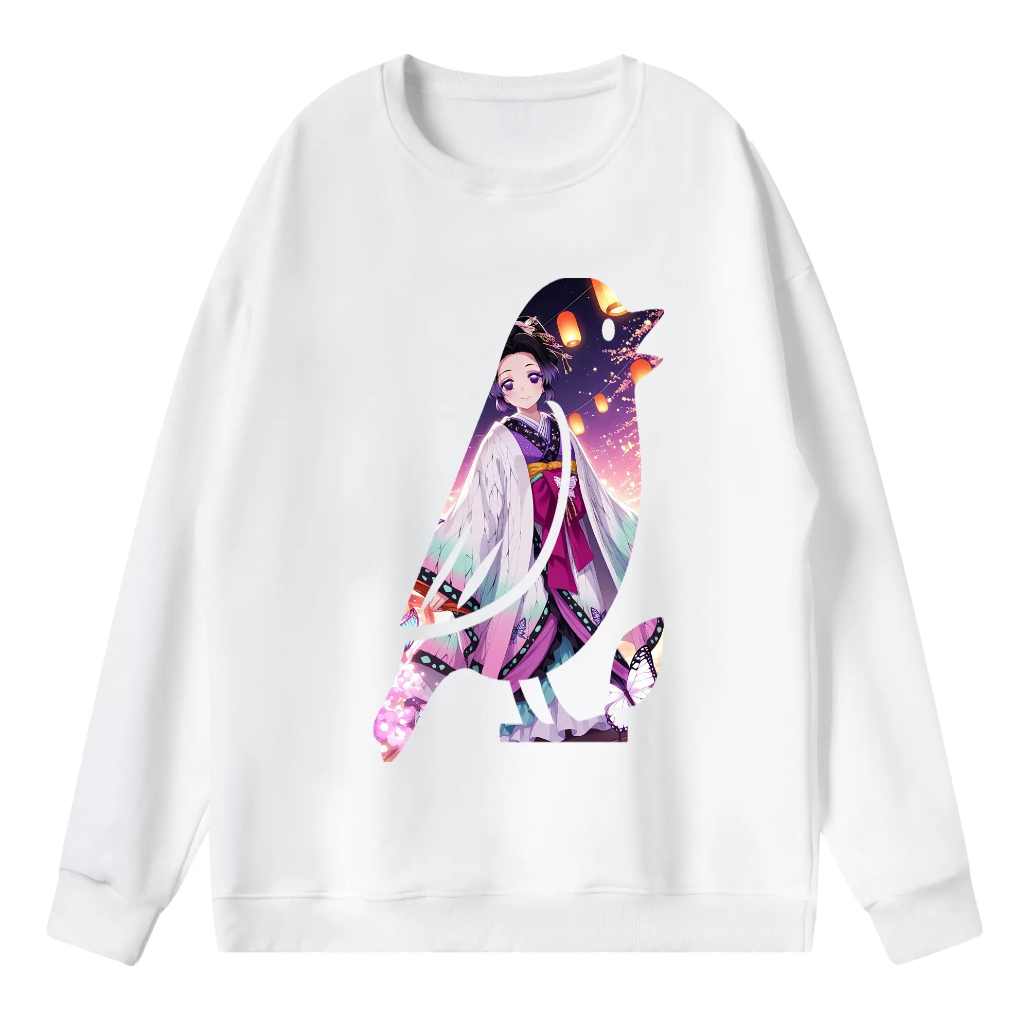 鬼滅の刃 グッズ,胡蝶 しのぶ - 薄手 クルーネック スウェット 裏毛260g · ポリエステル 春秋向け カジュアル 男女兼用 · トレーナー デイリー スポーツ 散歩に最適