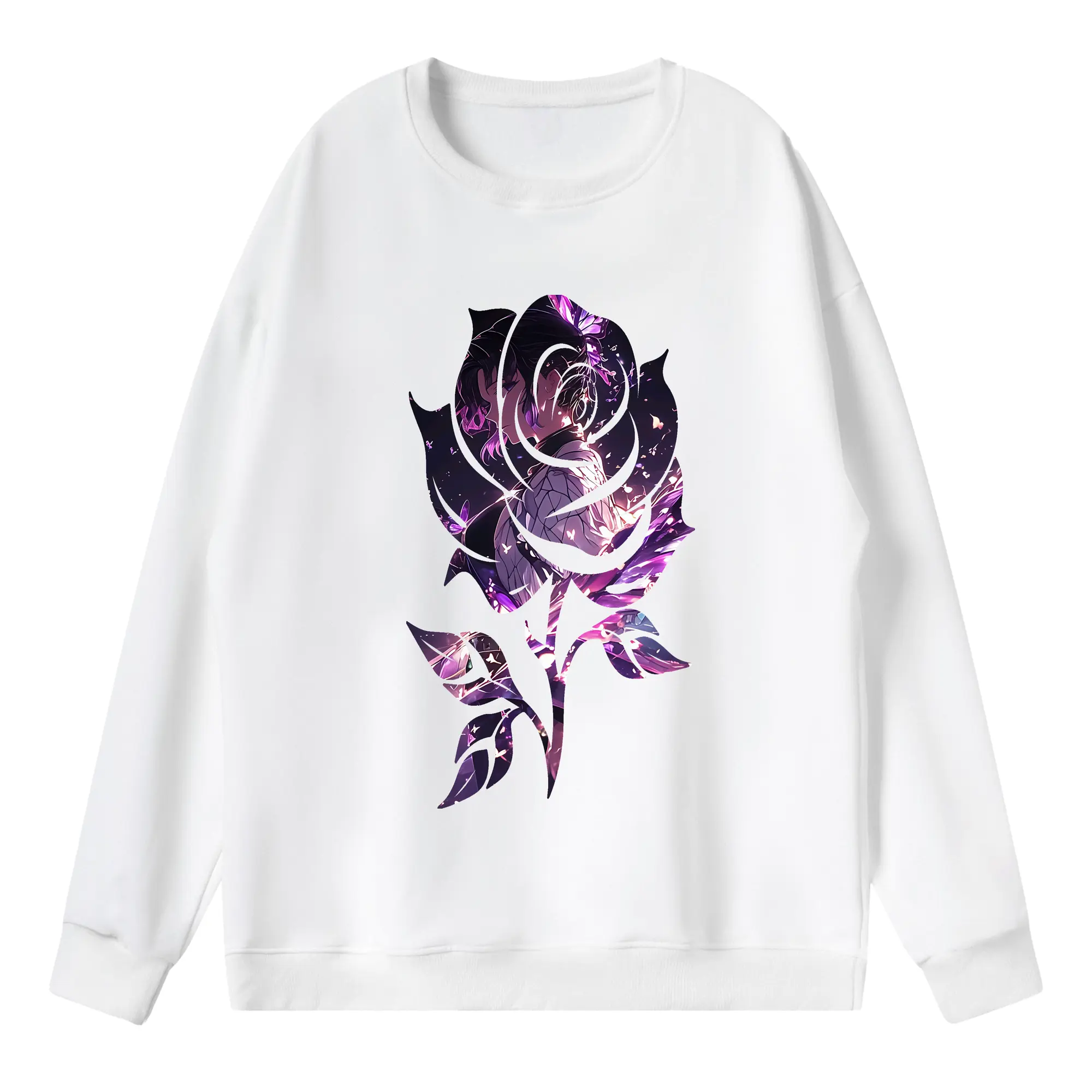 鬼滅の刃 グッズ,胡蝶 しのぶ - 薄手 クルーネック スウェット 裏毛260g · ポリエステル 春秋向け カジュアル 男女兼用 · トレーナー デイリー スポーツ 散歩に最適