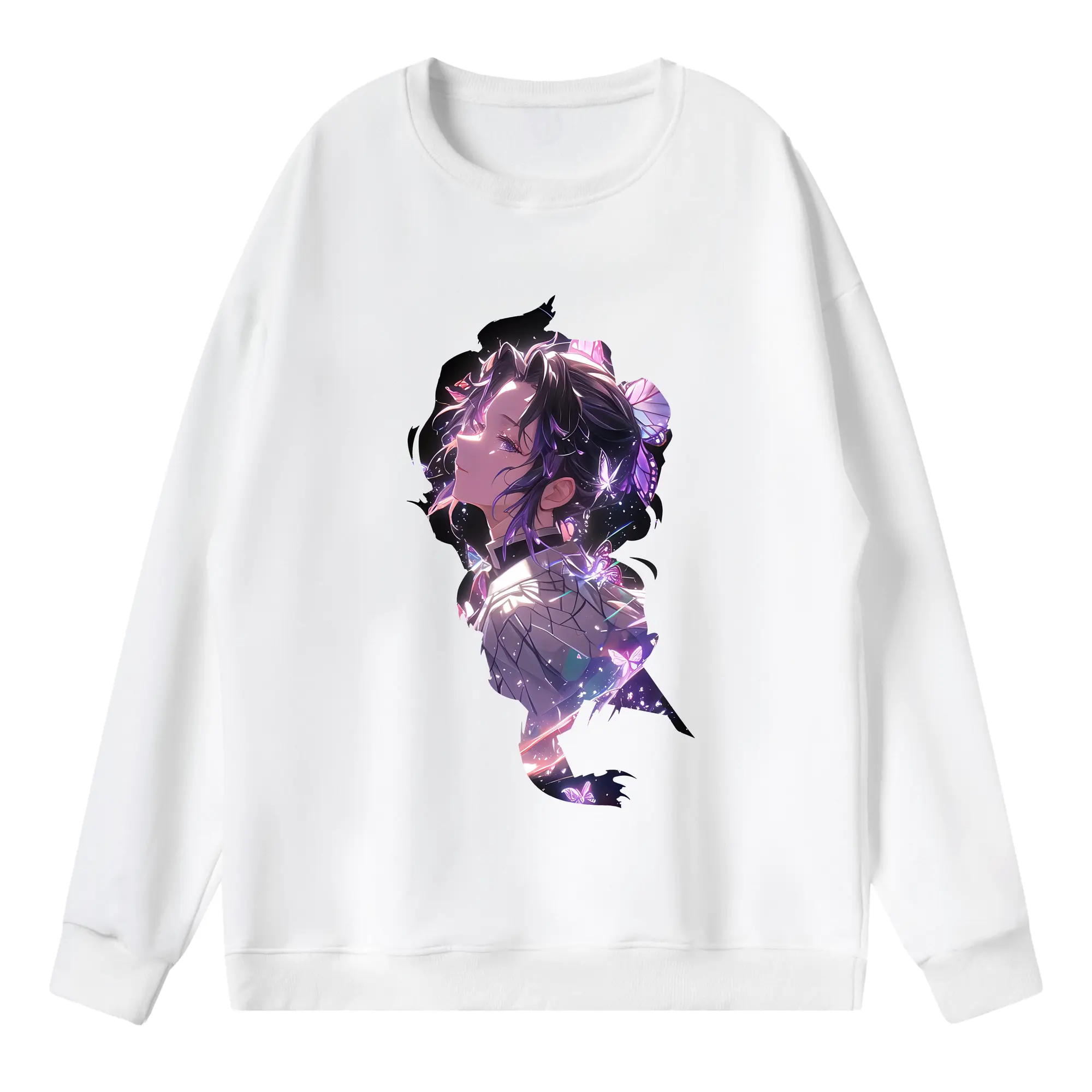 鬼滅の刃 グッズ,胡蝶 しのぶ - 薄手 クルーネック スウェット 裏毛260g · ポリエステル 春秋向け カジュアル 男女兼用 · トレーナー デイリー スポーツ 散歩に最適