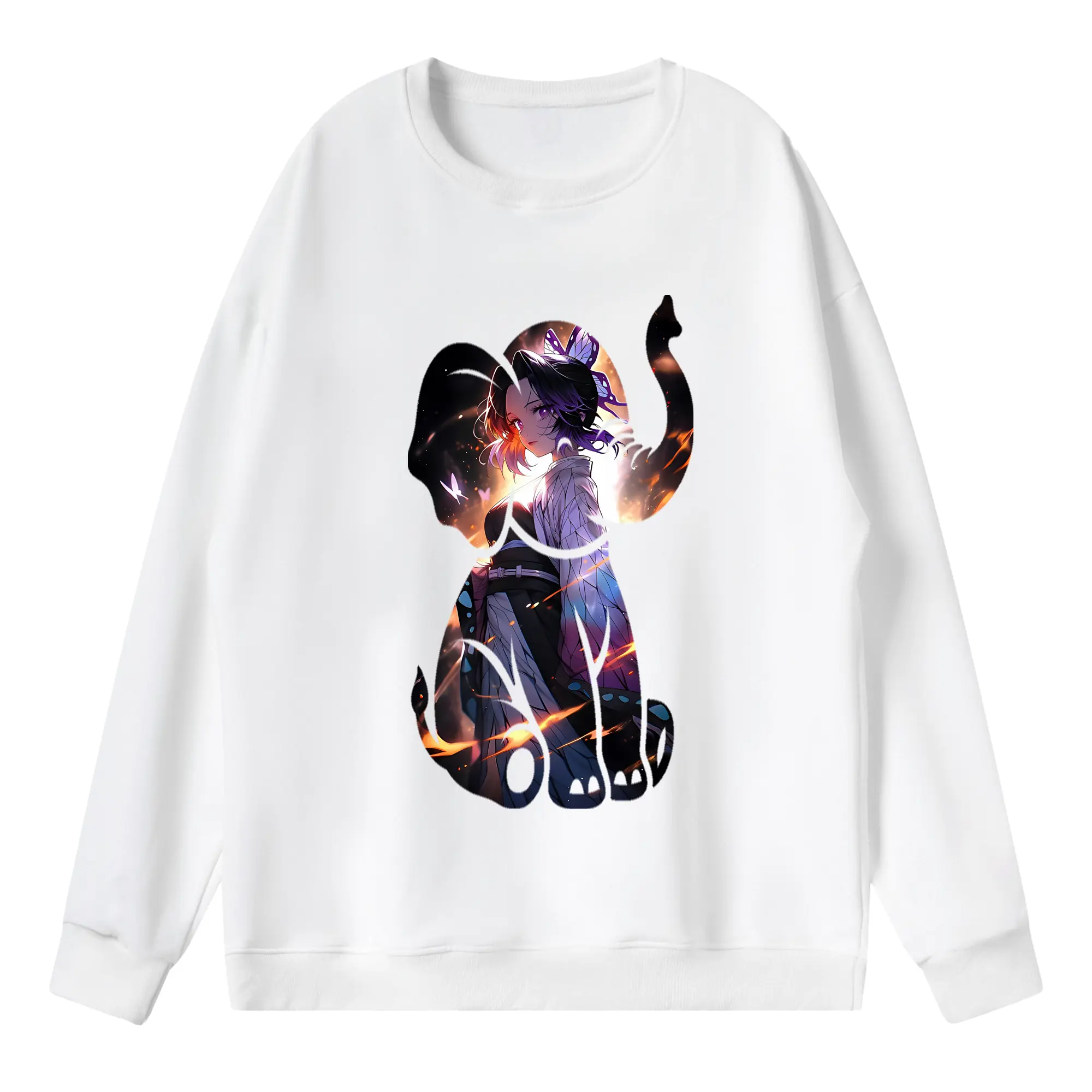 鬼滅の刃 グッズ,胡蝶 しのぶ - 薄手 クルーネック スウェット 裏毛260g · ポリエステル 春秋向け カジュアル 男女兼用 · トレーナー デイリー スポーツ 散歩に最適